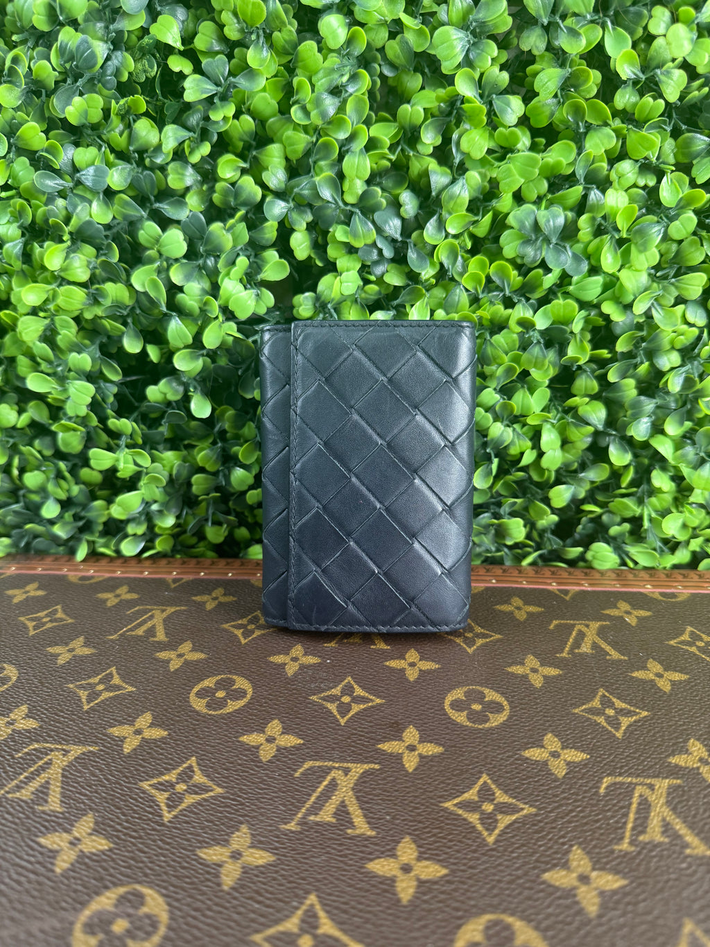 Bottega Venetta Black & Yellow Intrecciato Key Holder
