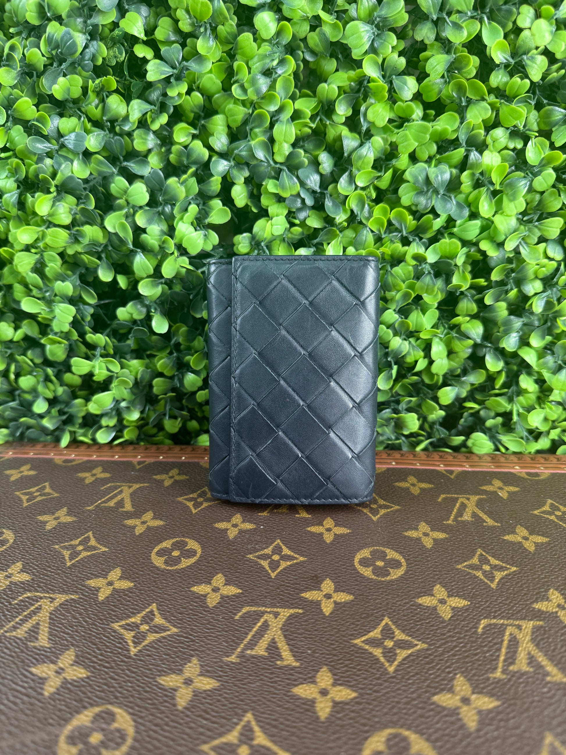 Bottega Venetta Black & Yellow Intrecciato Key Holder