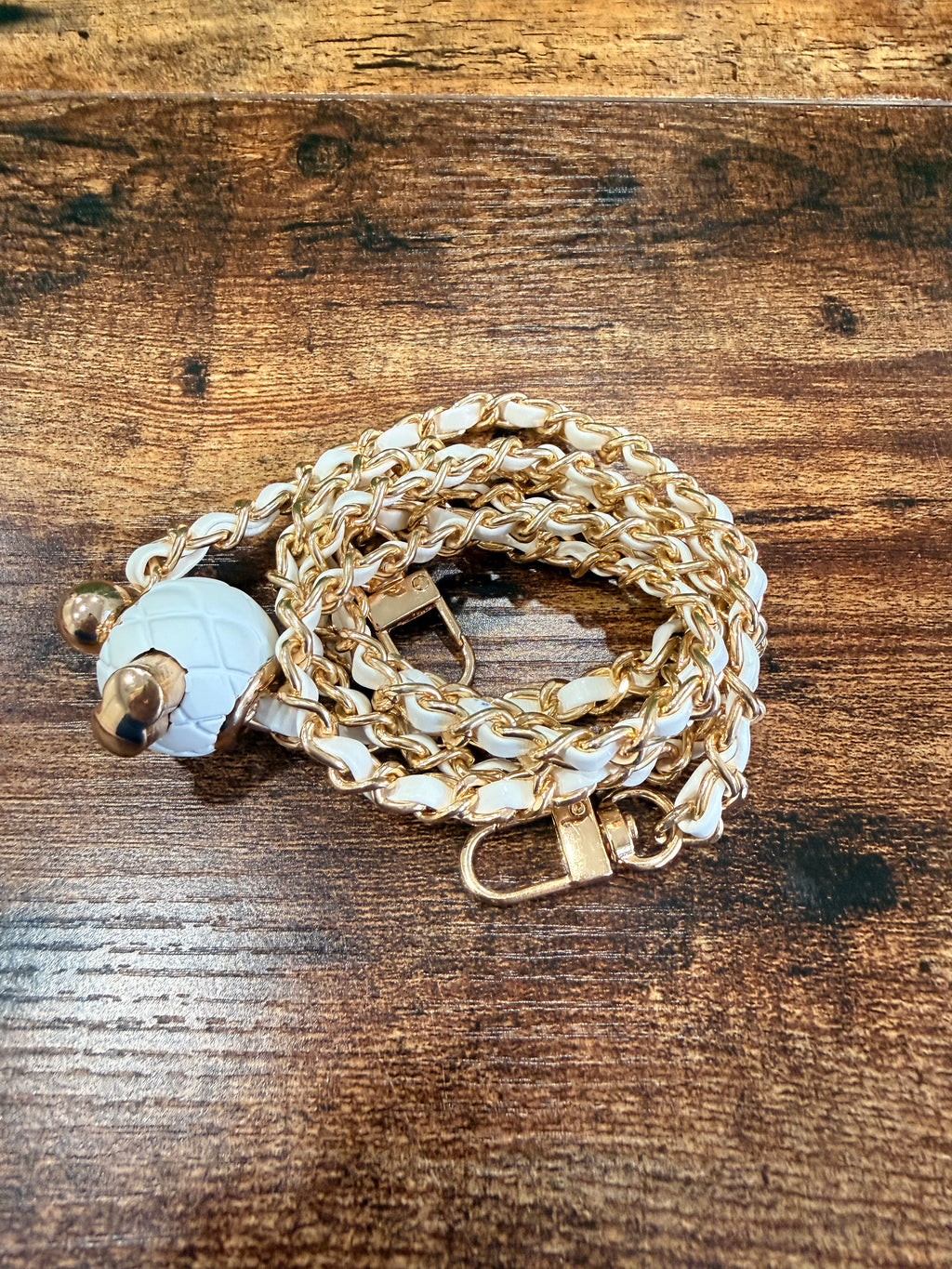 No-Brand Adjustable Chain White/Gold Strap