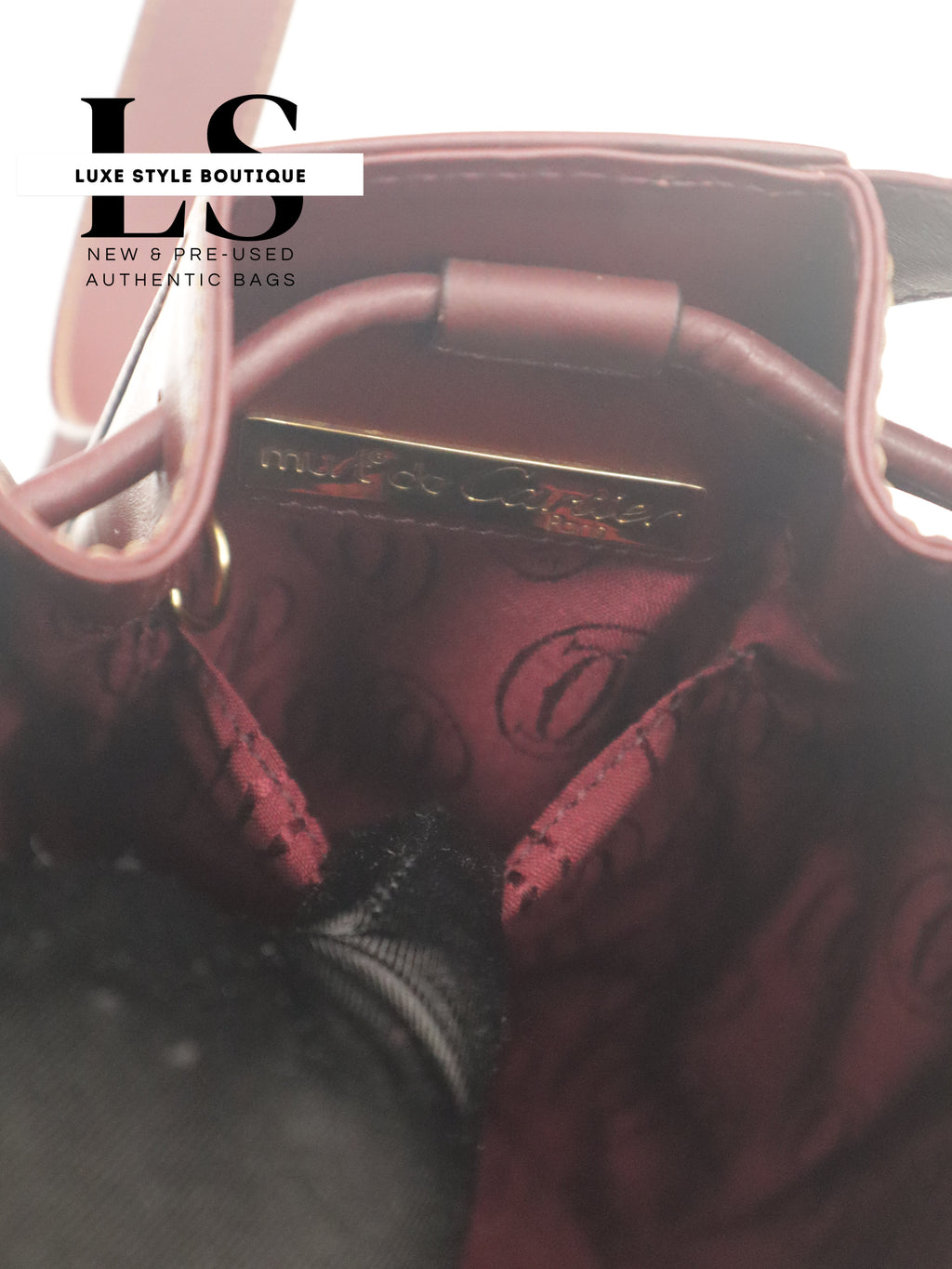 Cartier Must Leather Drawstring Bucket Bag