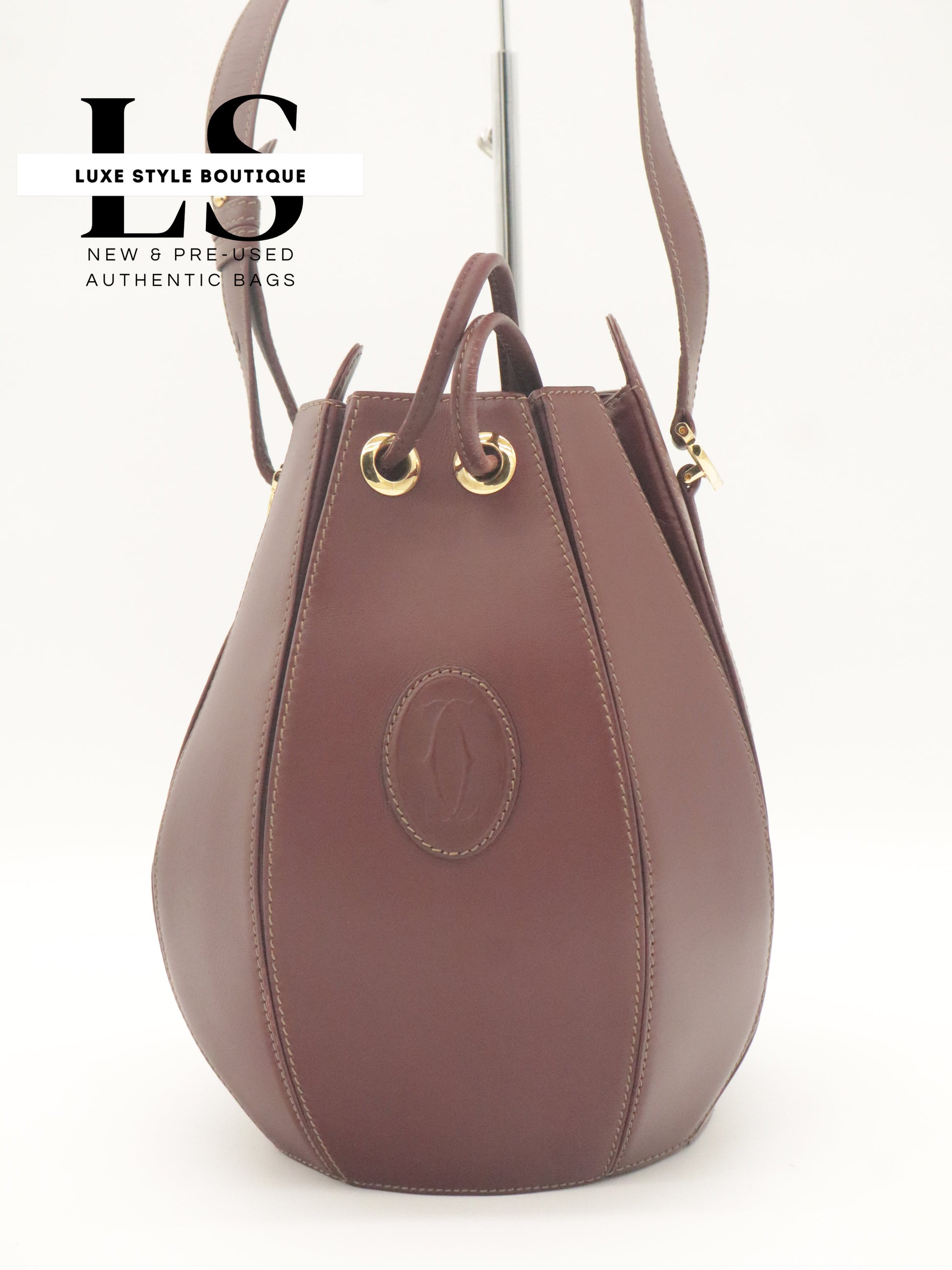 Cartier Must Leather Drawstring Bucket Bag