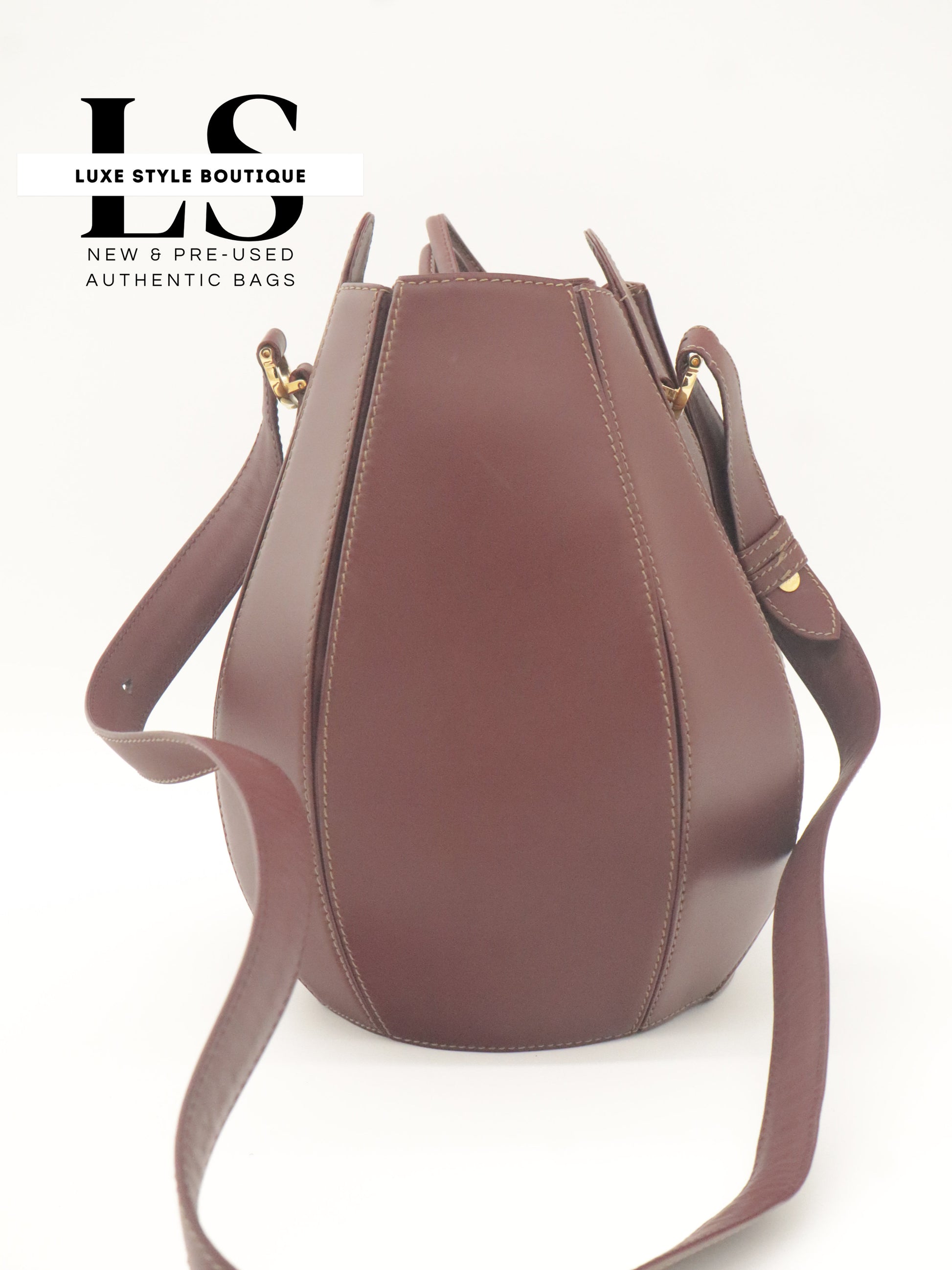 Cartier Must Leather Drawstring Bucket Bag