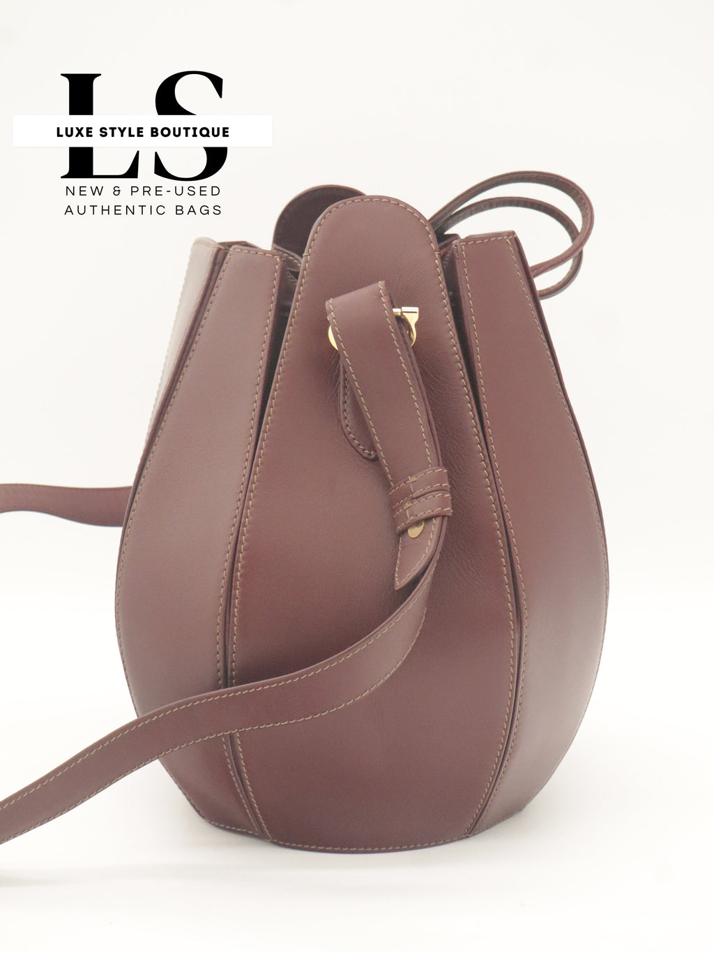 Cartier Must Leather Drawstring Bucket Bag