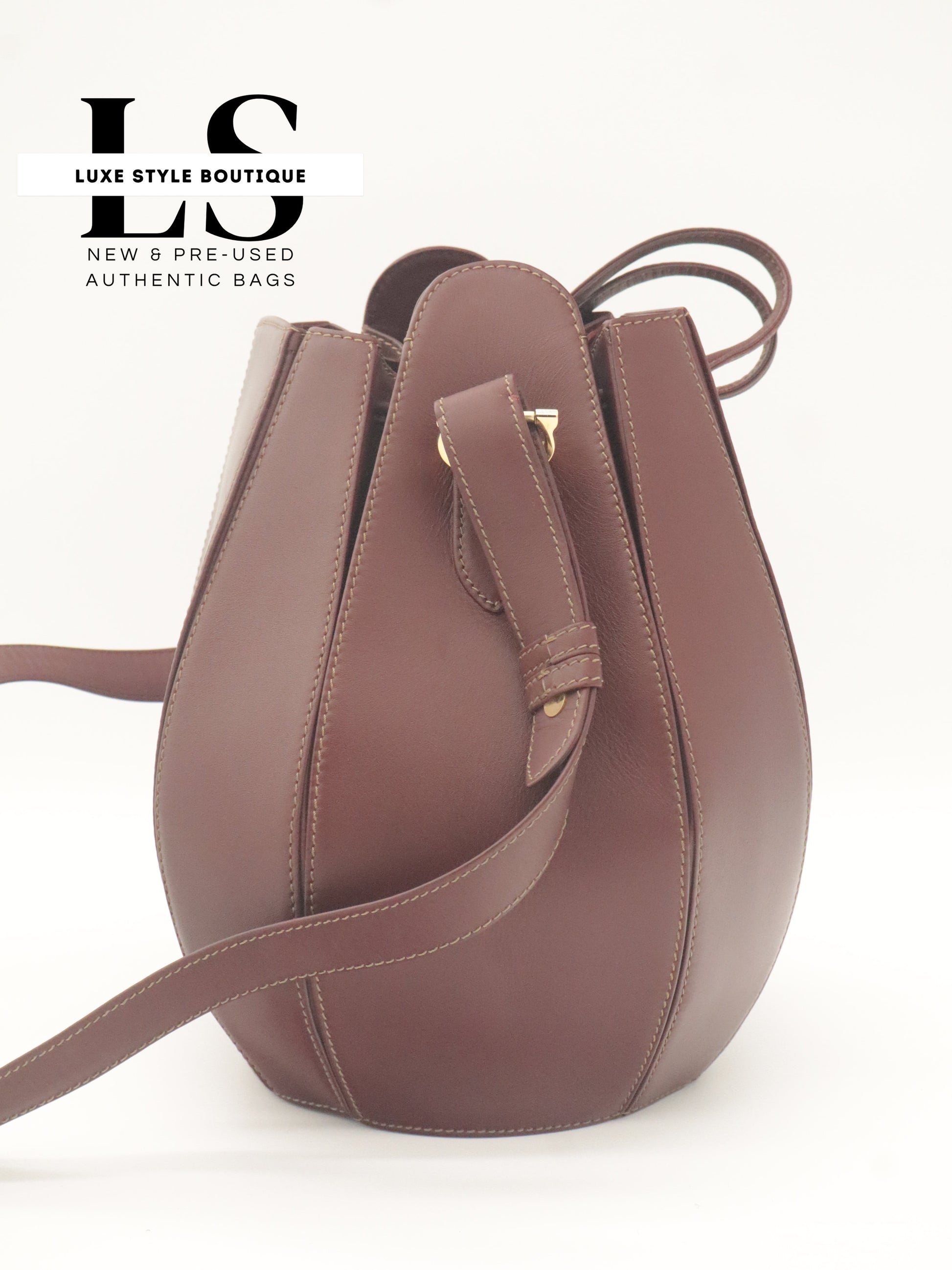 Cartier Must Leather Drawstring Bucket Bag