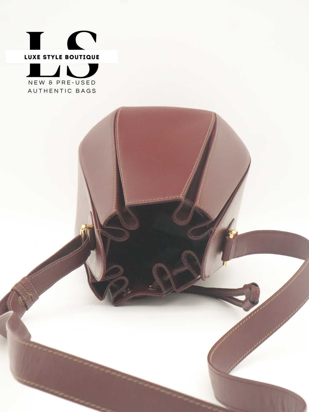 Cartier Must Leather Drawstring Bucket Bag