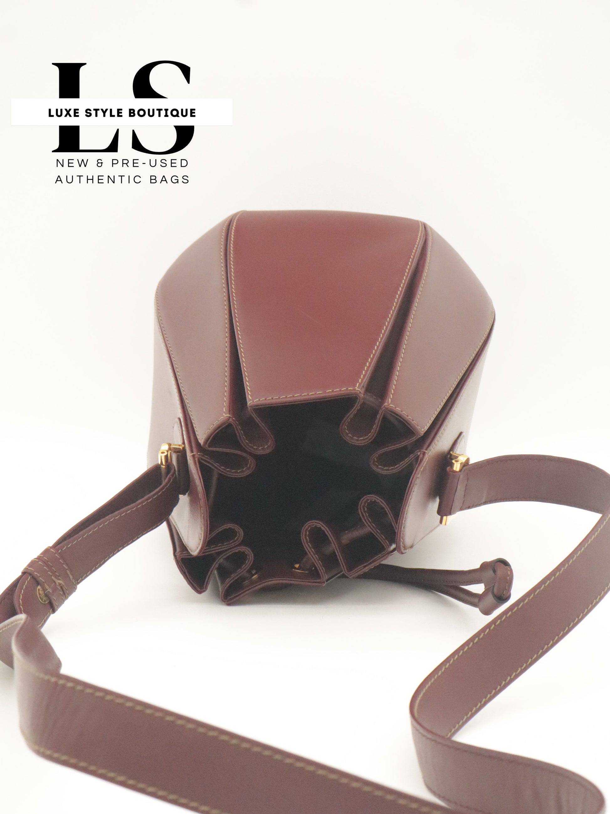 Cartier Must Leather Drawstring Bucket Bag