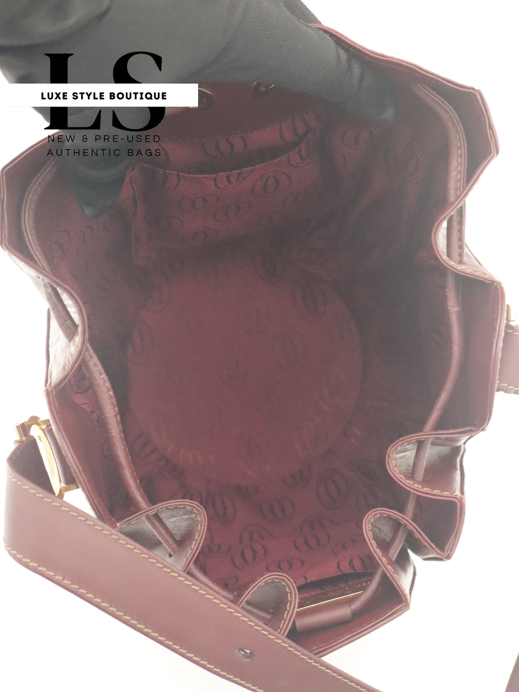 Cartier Must Leather Drawstring Bucket Bag