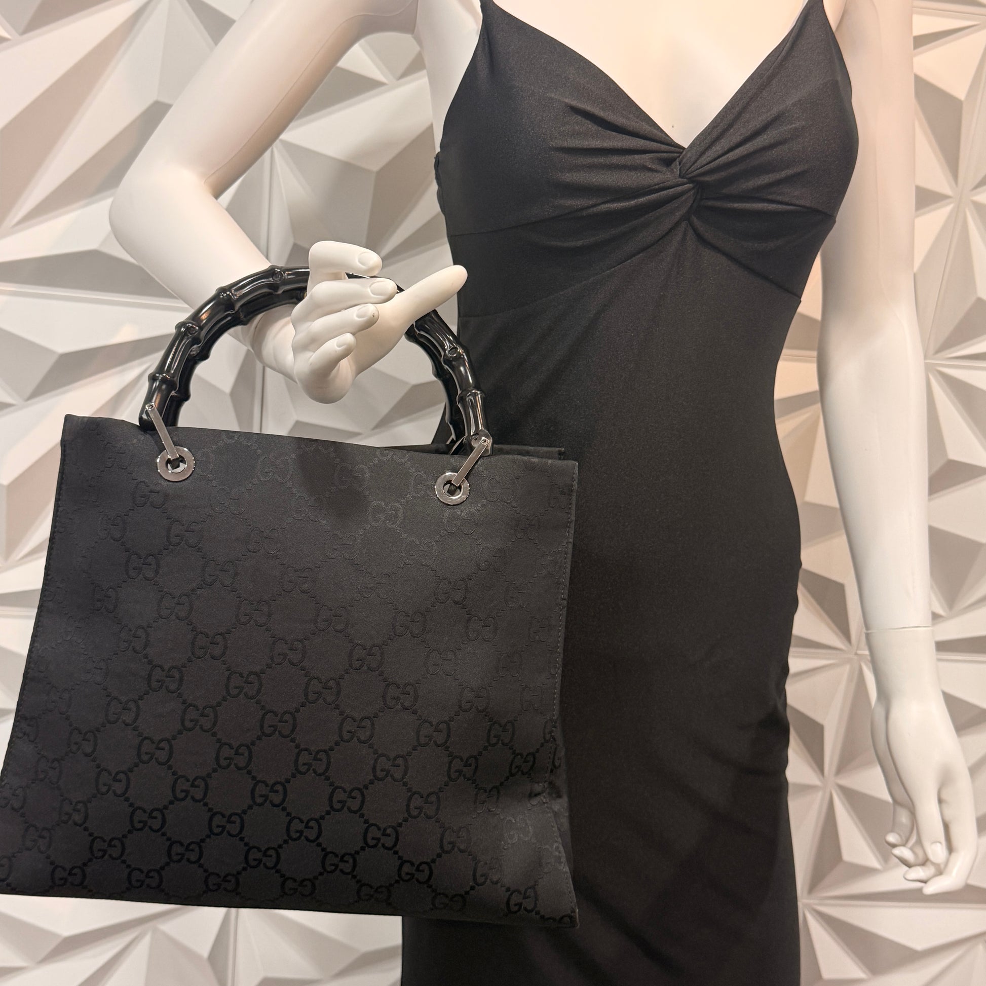 Gucci Black Bamboo Tote Bag