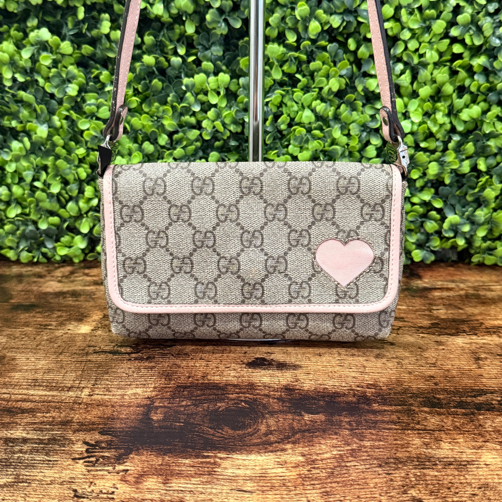 Gucci GG Canvas Heart Bit Pink Canvas Bag