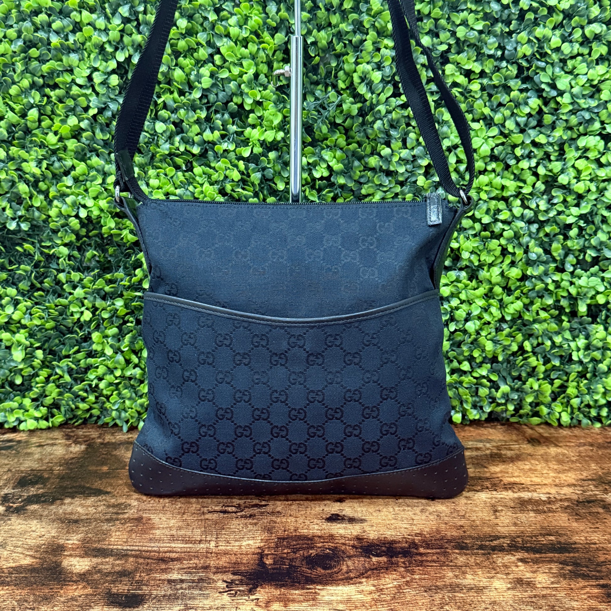 Gucci GG Black Canvas Messenger Crossbody
