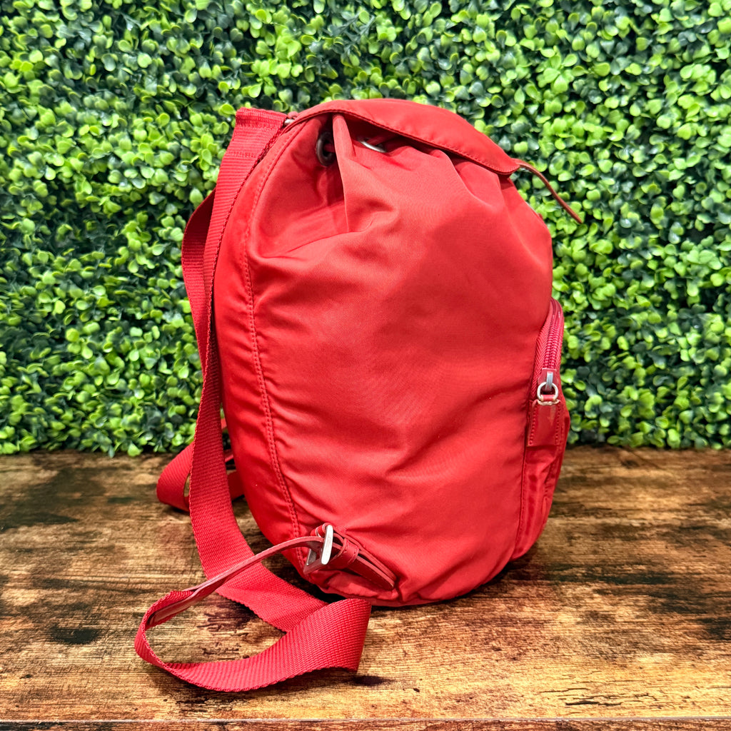 Prada Red Tessuto Drawstring Backpack