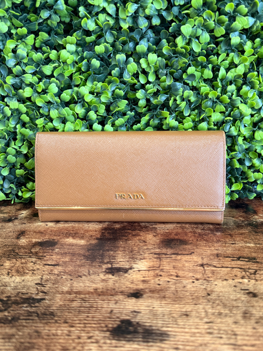 Prada Beige Saffiano Continental Flap Wallet
