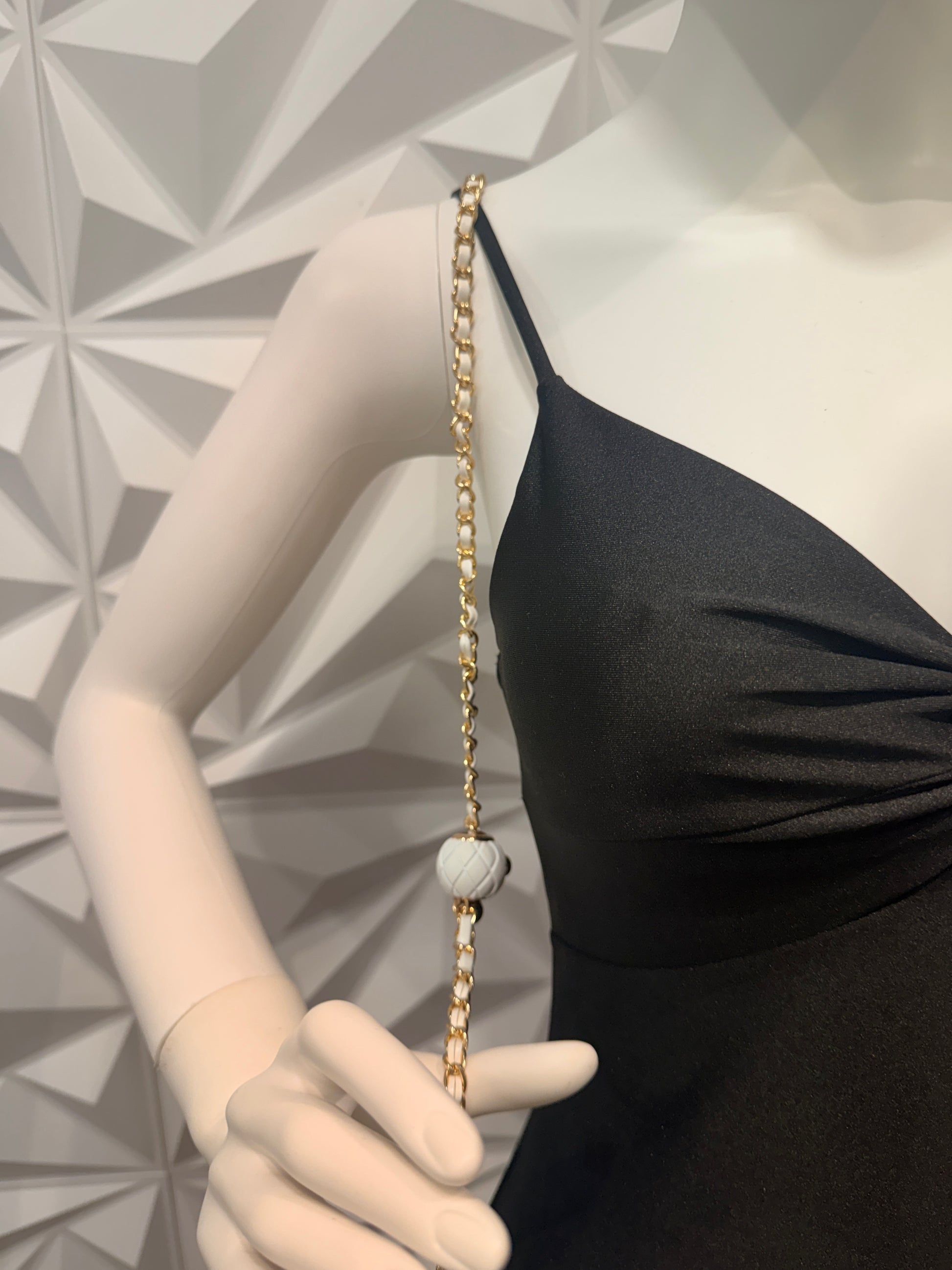 No-Brand Adjustable Chain White/Gold Strap