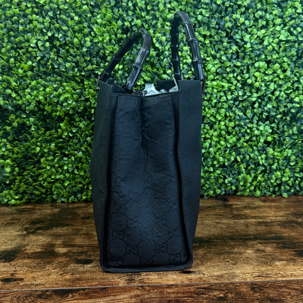 Gucci Black Bamboo Tote Bag