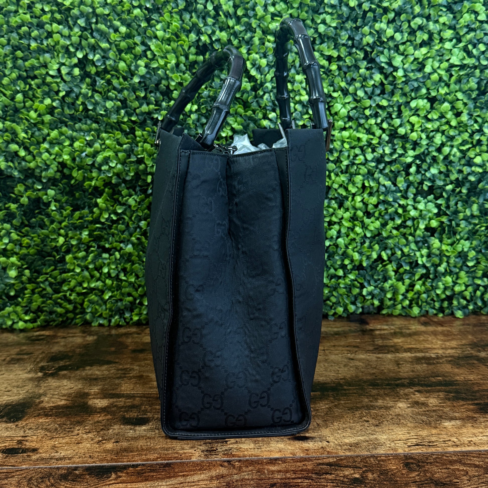 Gucci Black Bamboo Tote Bag