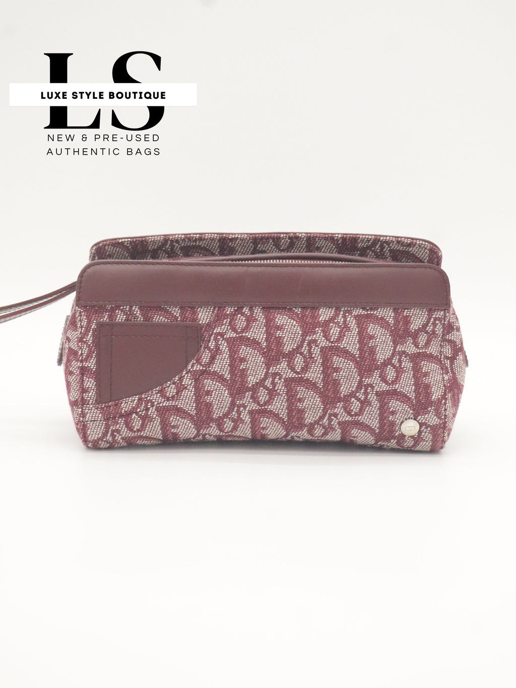 Dior Burgundy Trotter Canvas Pouch Wristlet