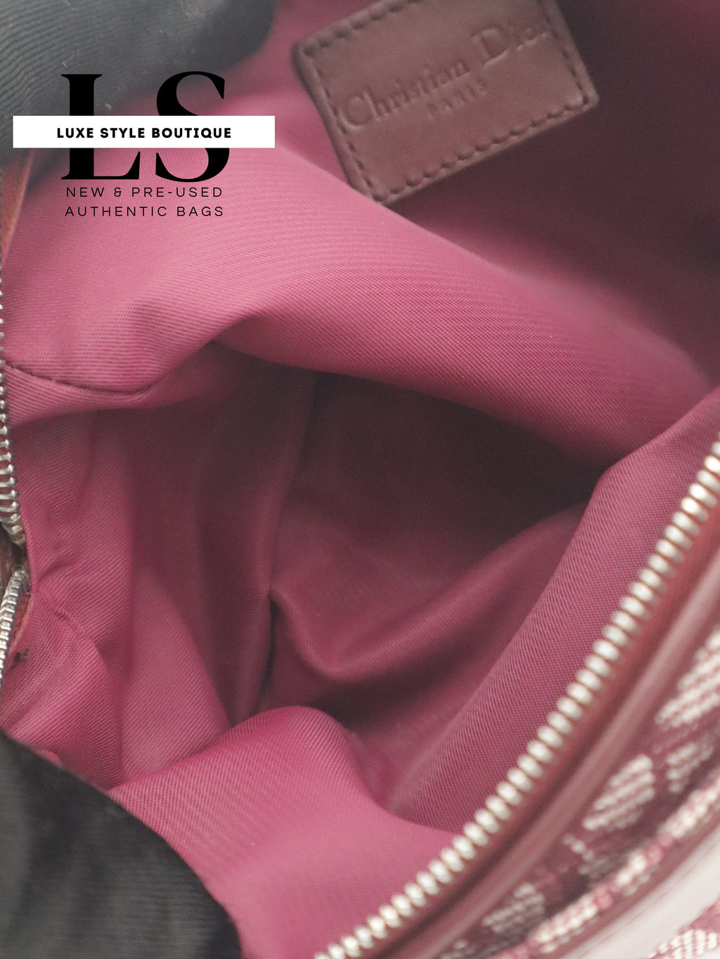 Dior Burgundy Trotter Canvas Pouch Wristlet