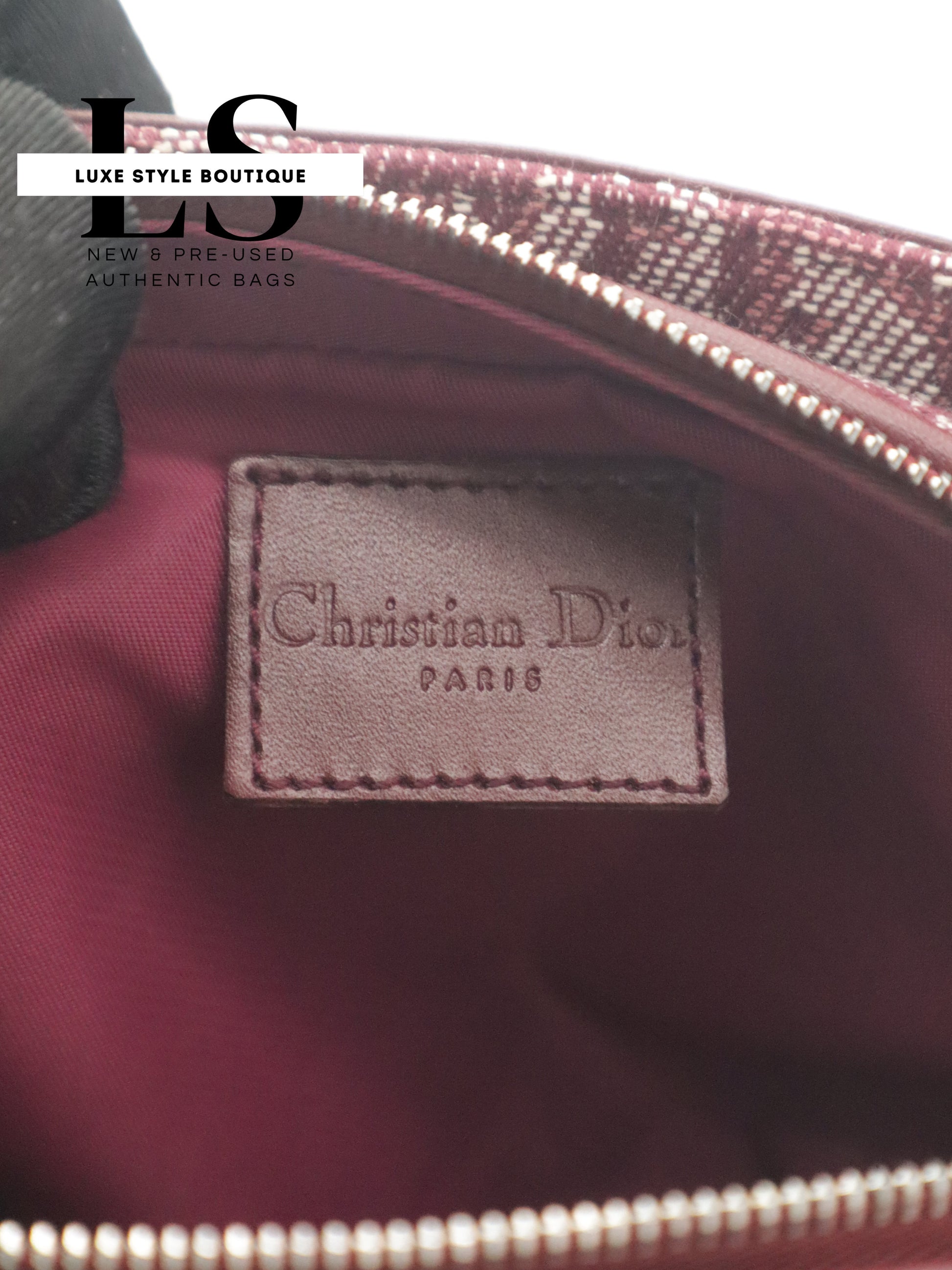Dior Burgundy Trotter Canvas Pouch Wristlet