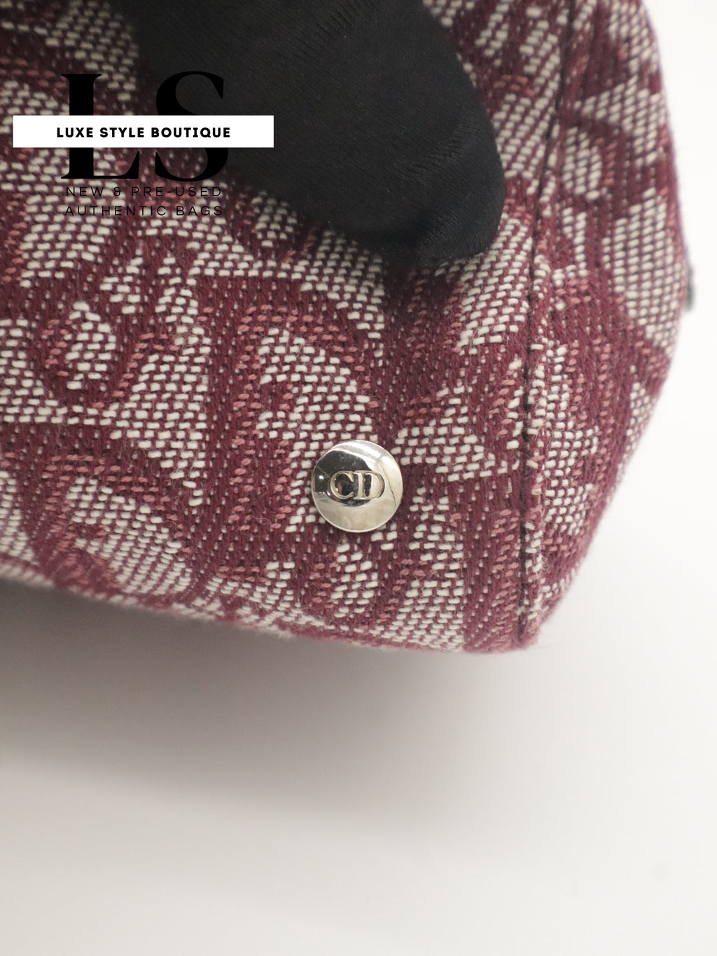 Dior Burgundy Trotter Canvas Pouch Wristlet