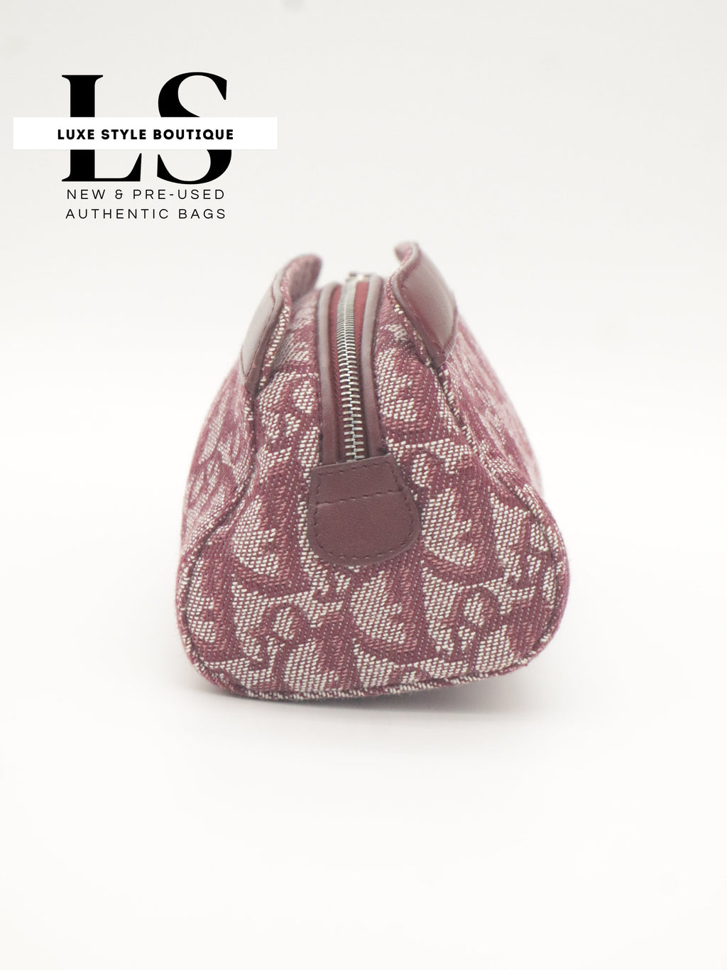 Dior Burgundy Trotter Canvas Pouch Wristlet