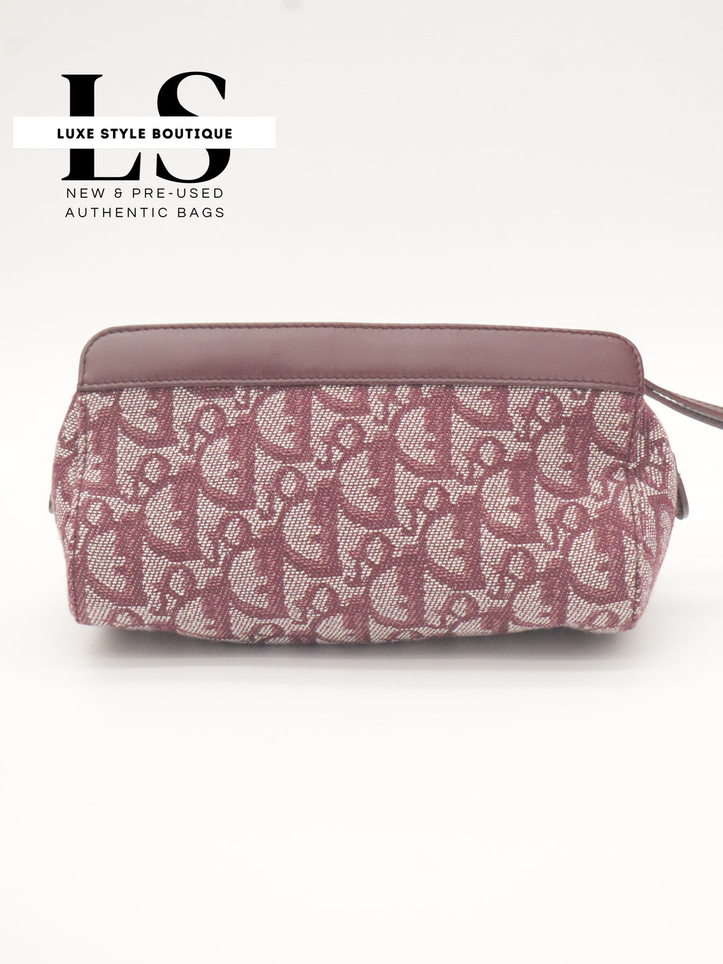 Dior Burgundy Trotter Canvas Pouch Wristlet