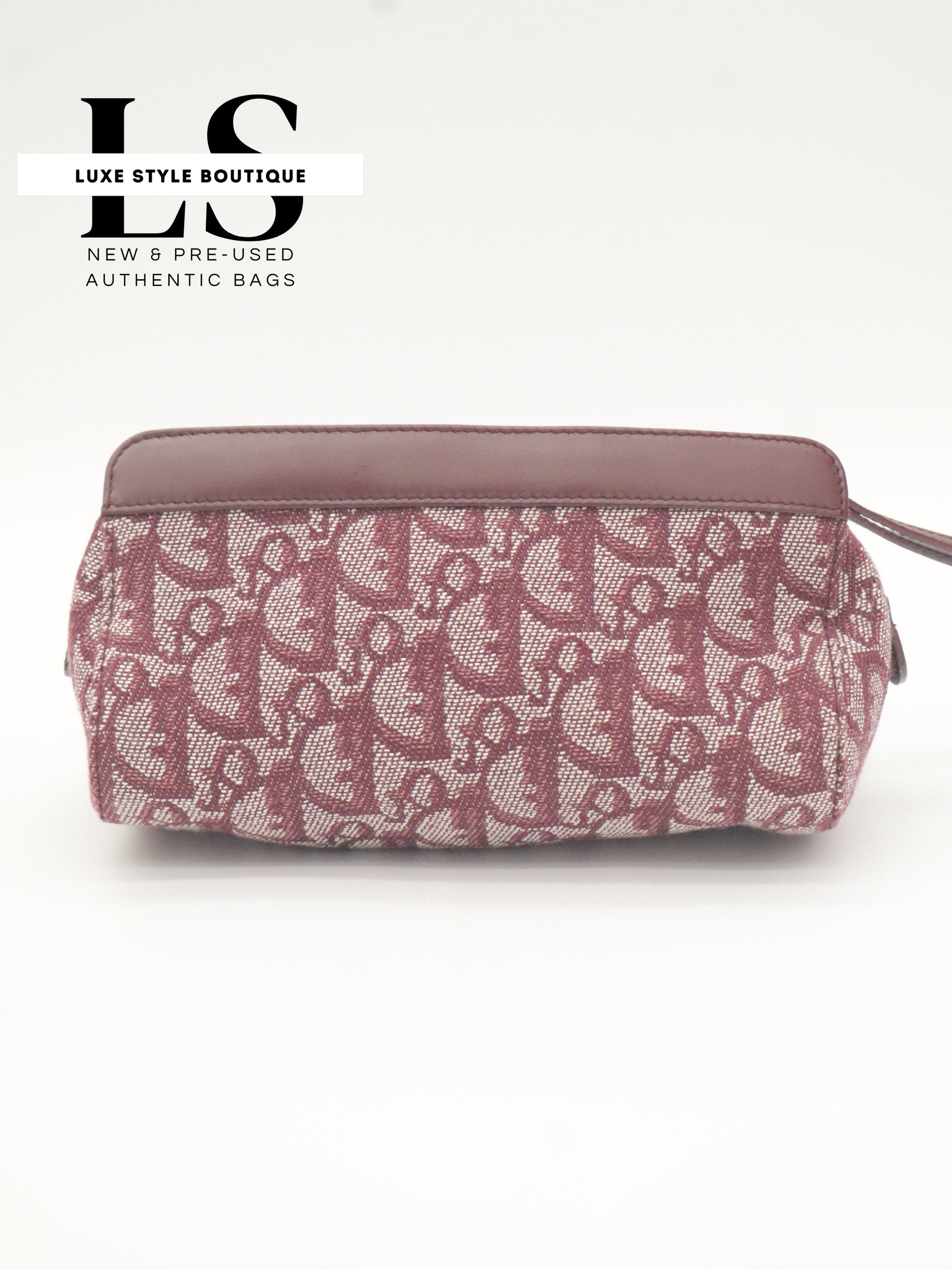 Dior Burgundy Trotter Canvas Pouch Wristlet