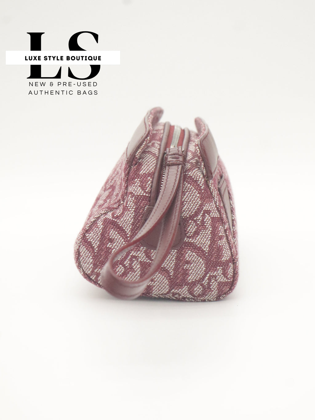 Dior Burgundy Trotter Canvas Pouch Wristlet
