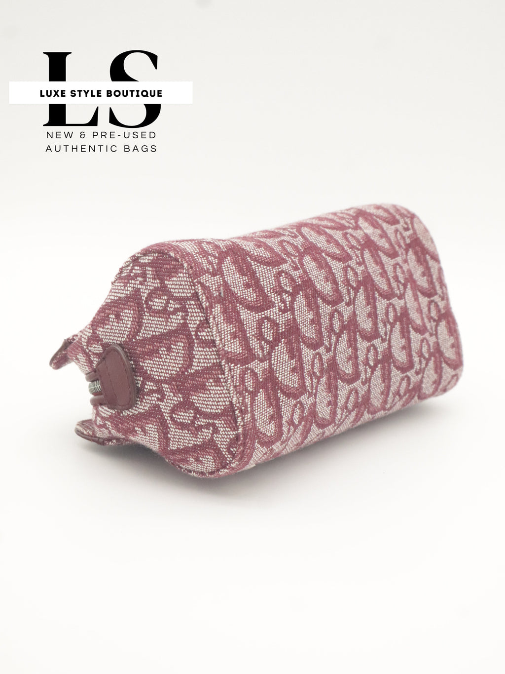 Dior Burgundy Trotter Canvas Pouch Wristlet