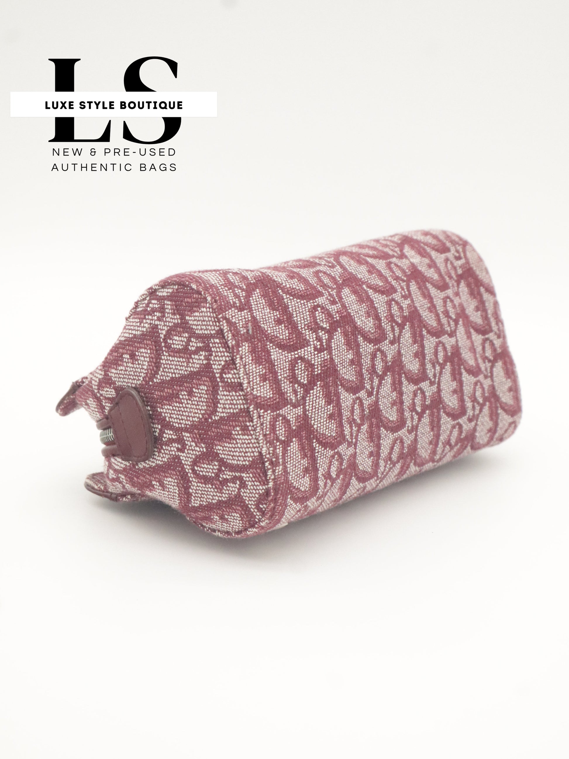 Dior Burgundy Trotter Canvas Pouch Wristlet