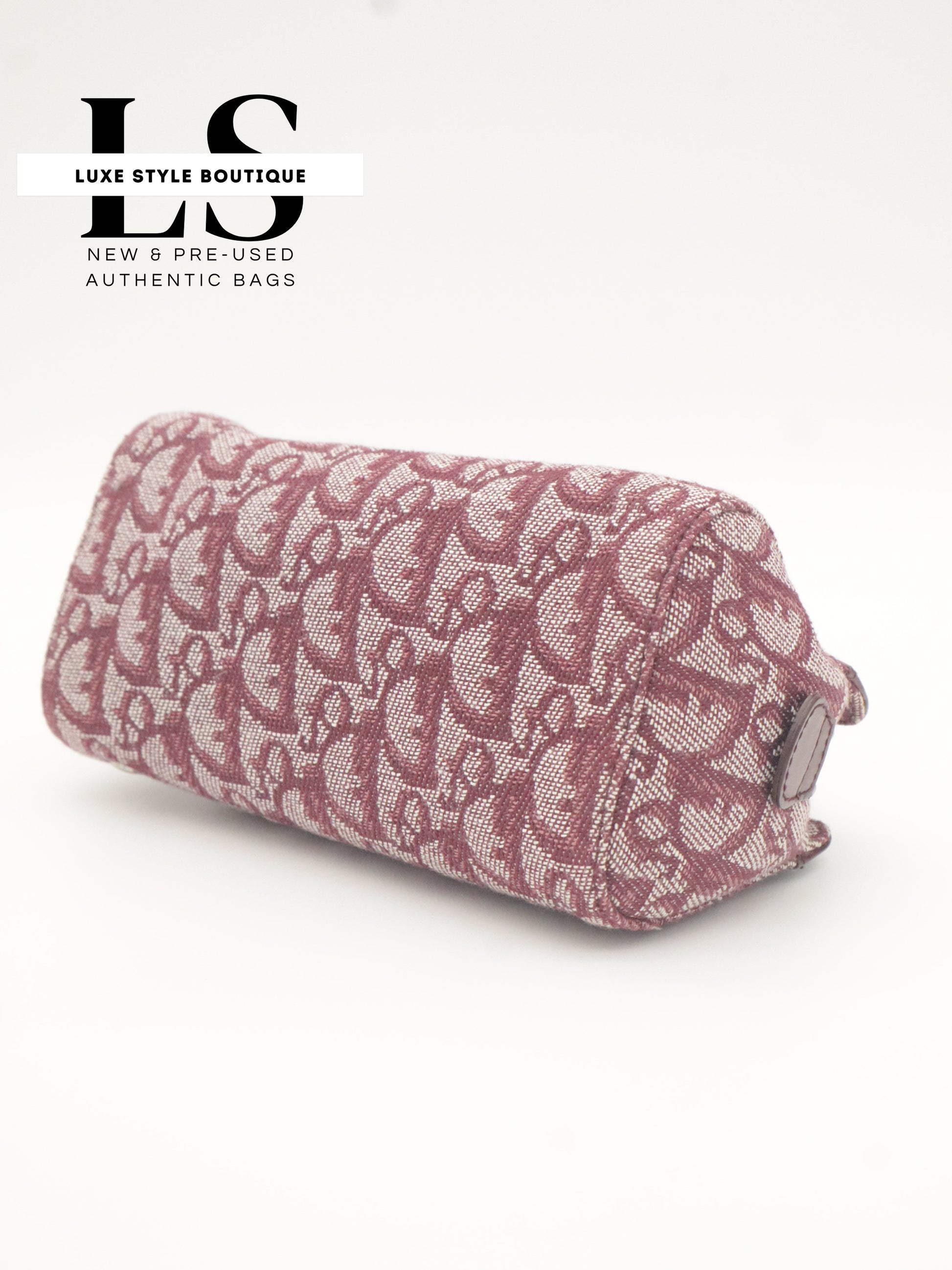 Dior Burgundy Trotter Canvas Pouch Wristlet