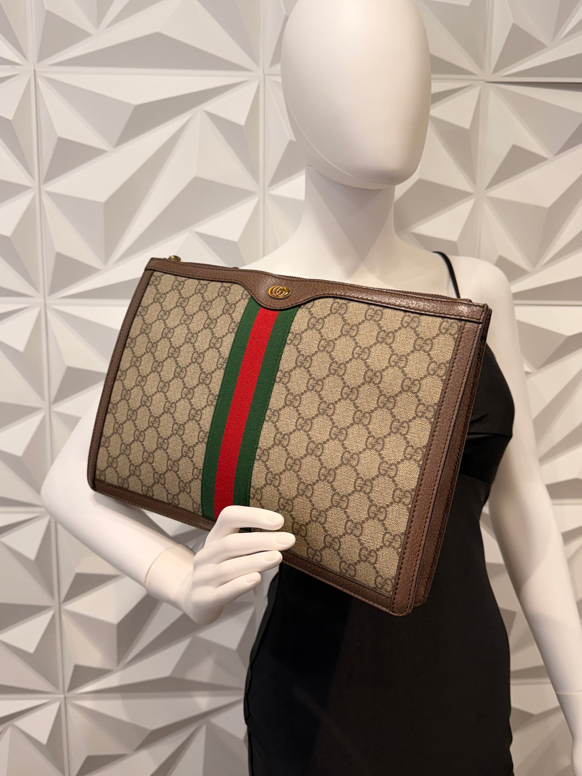 Gucci Ophidia Portfolio Clutch GG Canvas