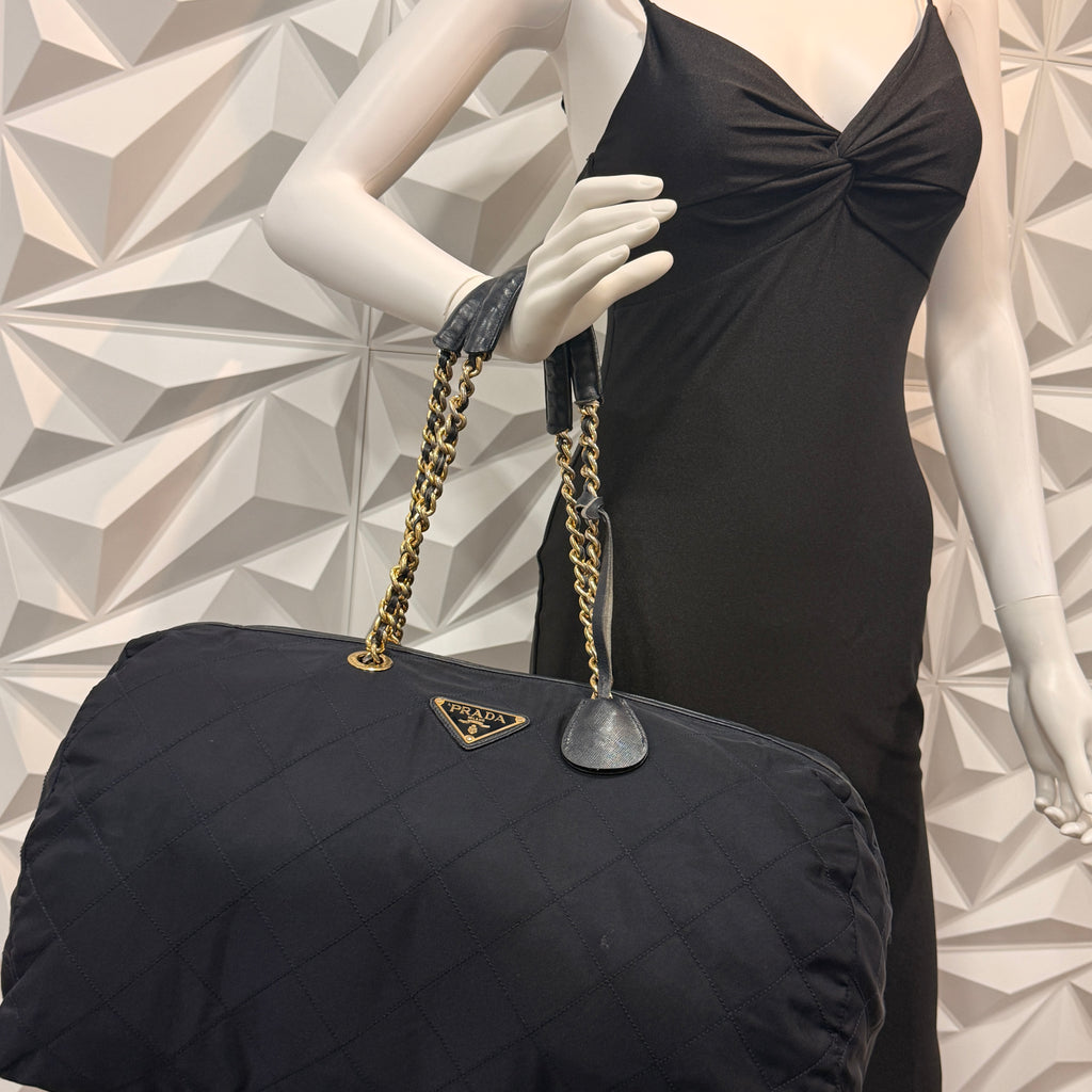 Prada Tessuto Nylon Quilted Chain Tote