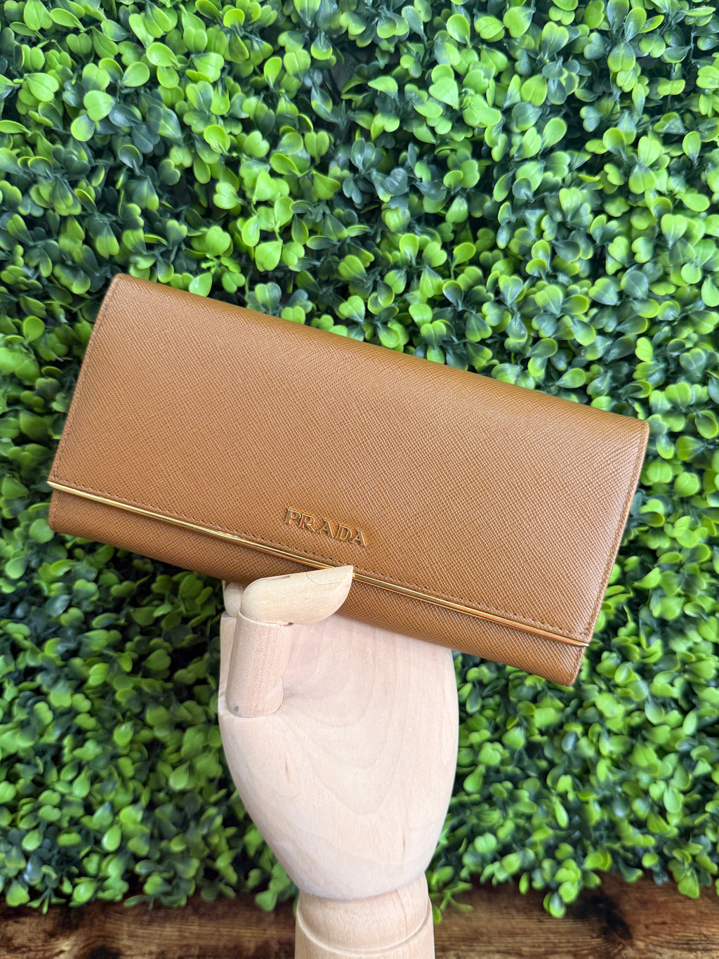 Prada Beige Saffiano Continental Flap Wallet