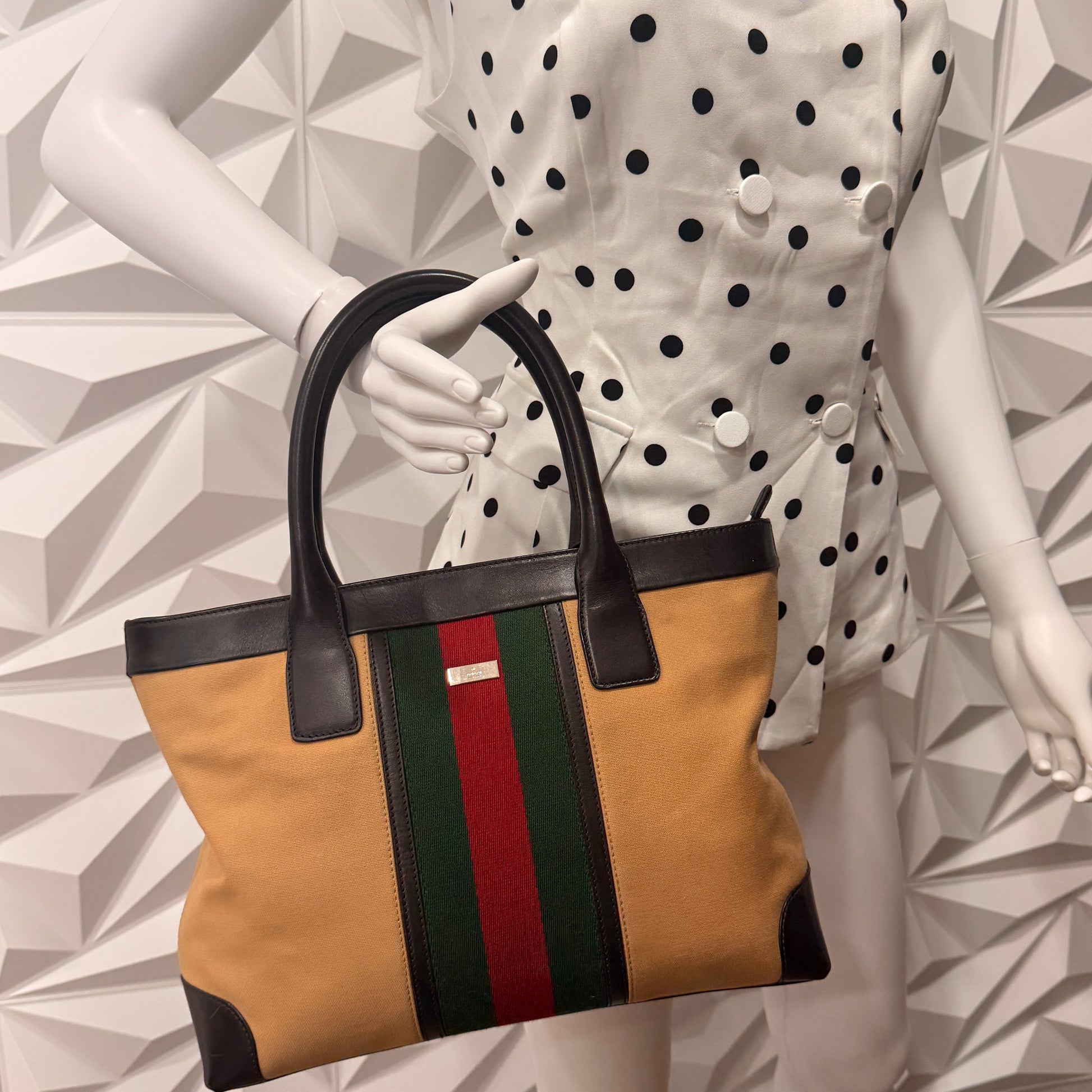 Gucci Vintage Web Sherry Line Tote Bag