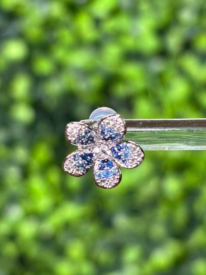 Earrings & Pendant Set White Gold 18K w/Diamonds & Sapphires