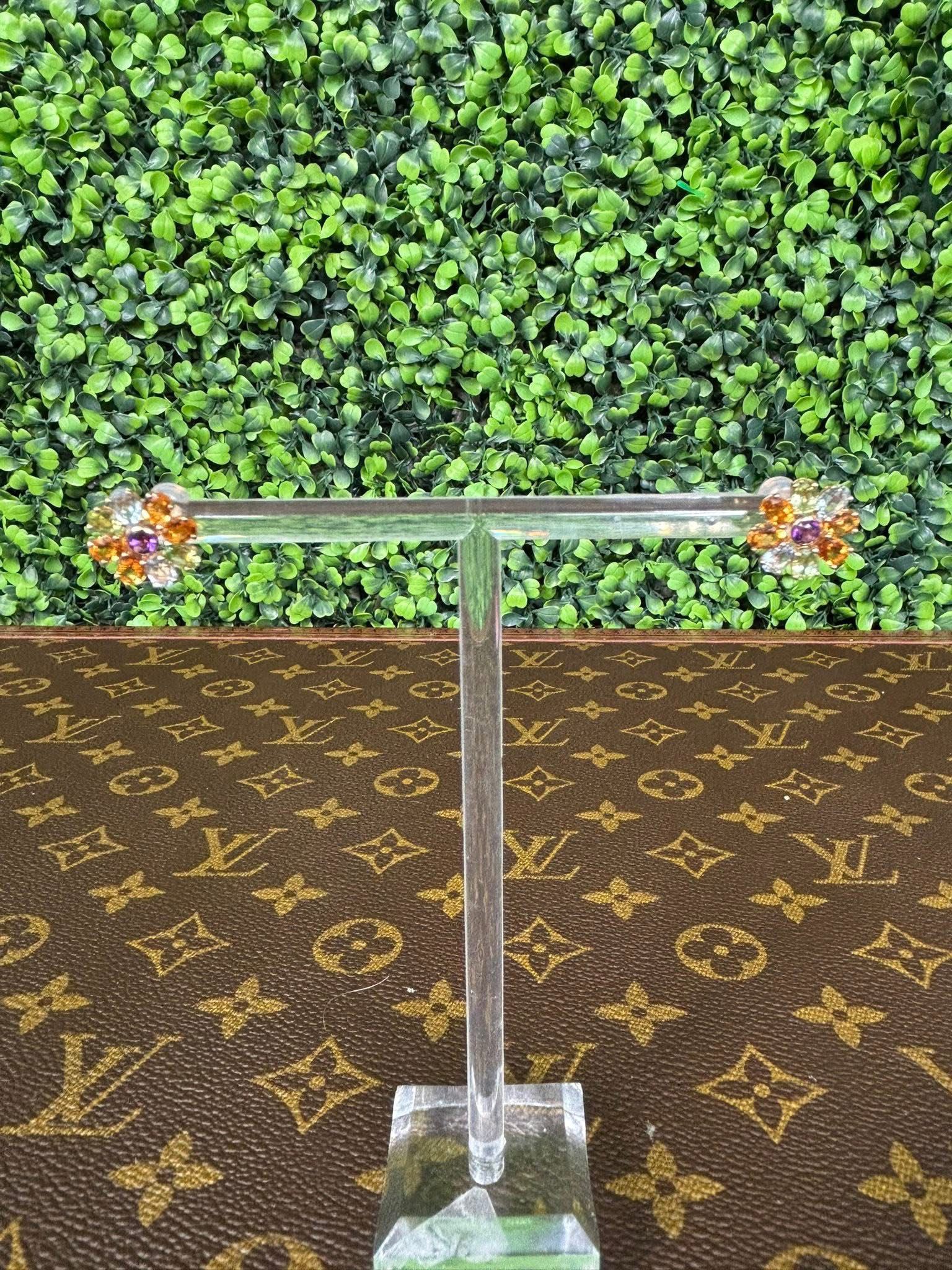 Earrings Yellow Gold 18K Multigems