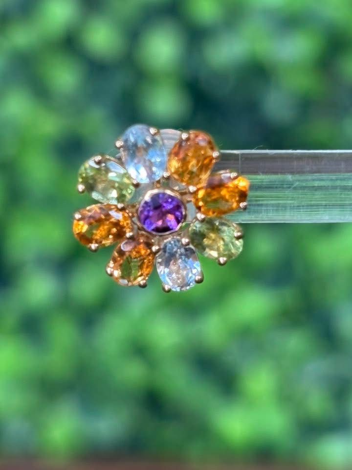 Earrings Yellow Gold 18K Multigems