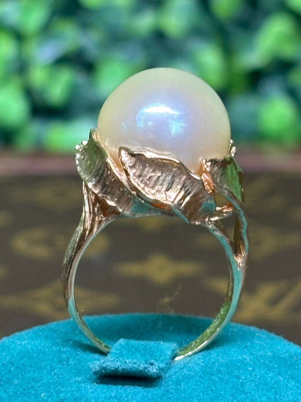 Ring Yellow Gold 18K w/Real Pearls & Diamonds
