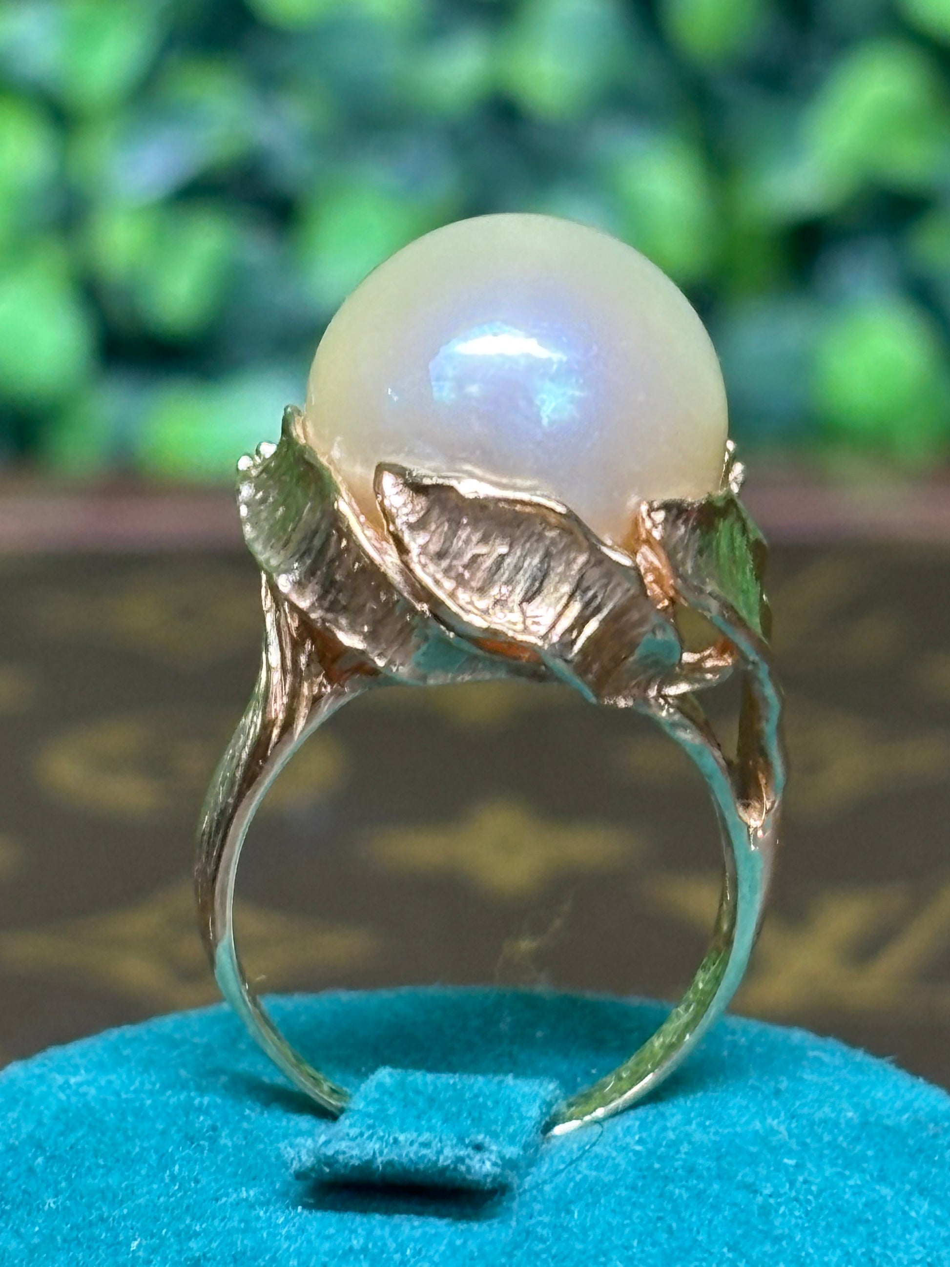 Ring Yellow Gold 18K w/Real Pearls & Diamonds