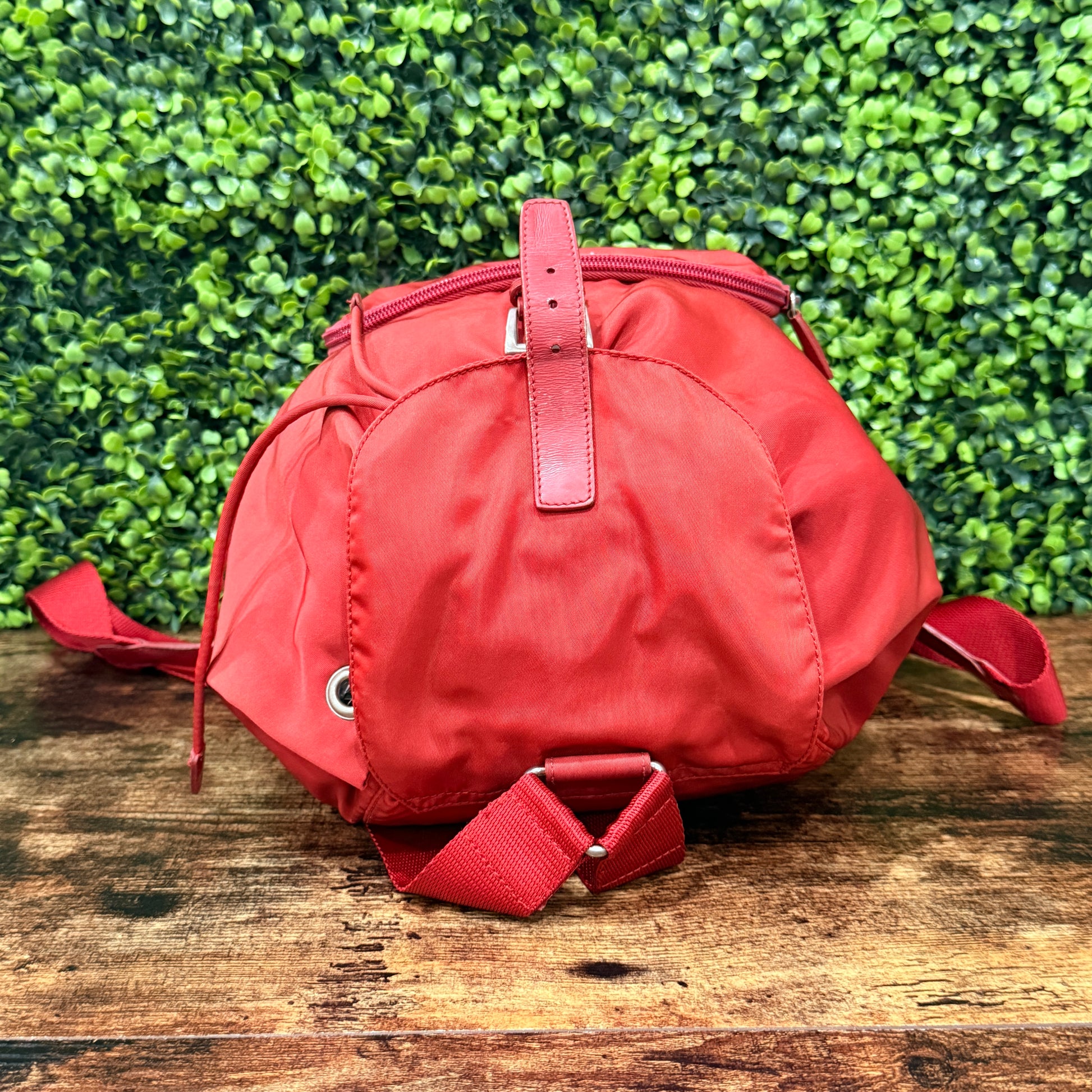Prada Red Tessuto Drawstring Backpack