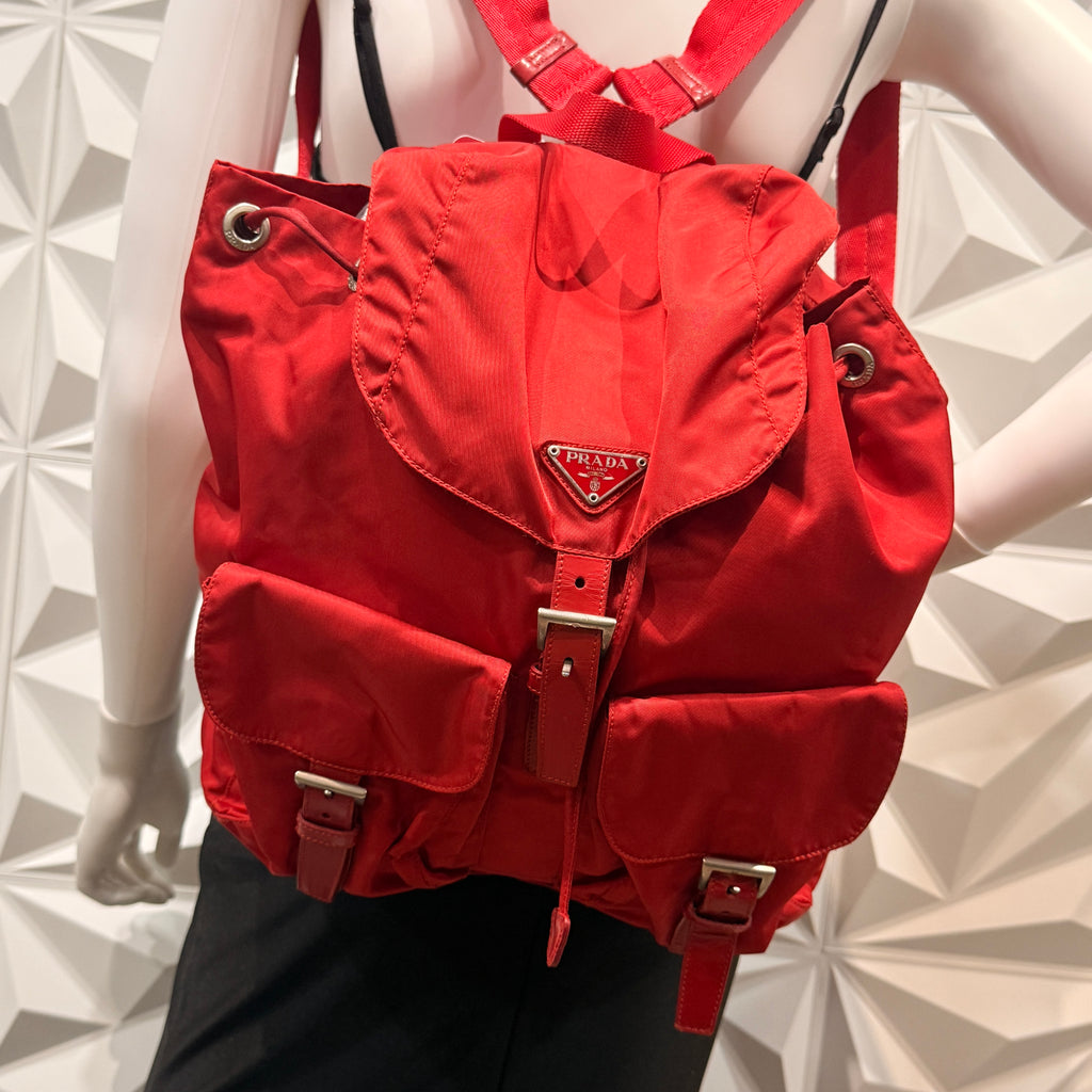 Prada Tessuto Vela Nylon Backpack Red