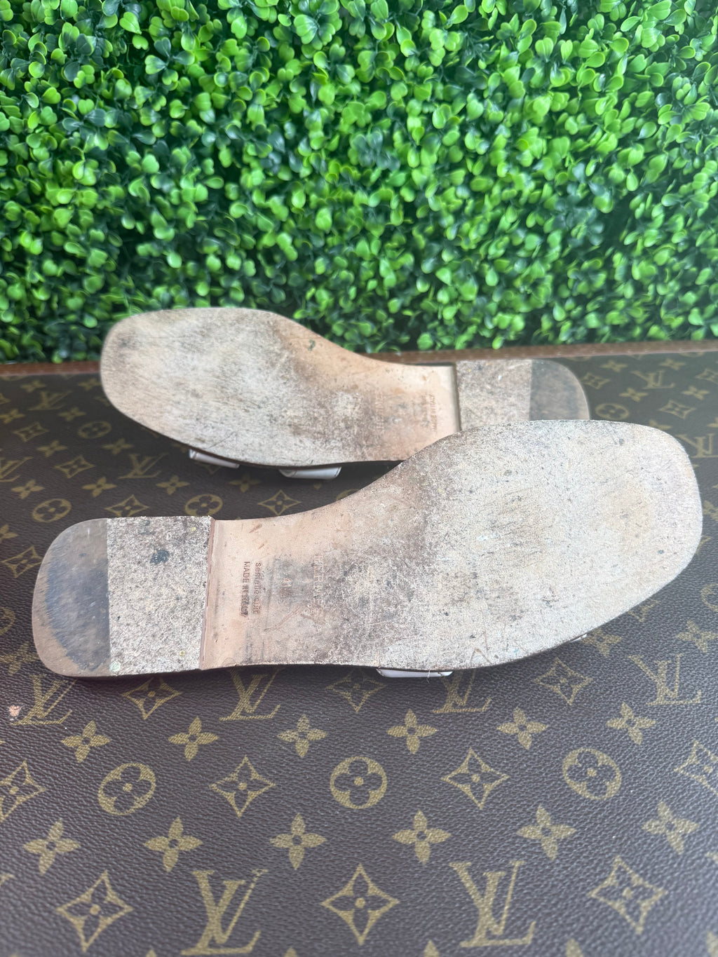 Hermes Oran Leather Sandals White
