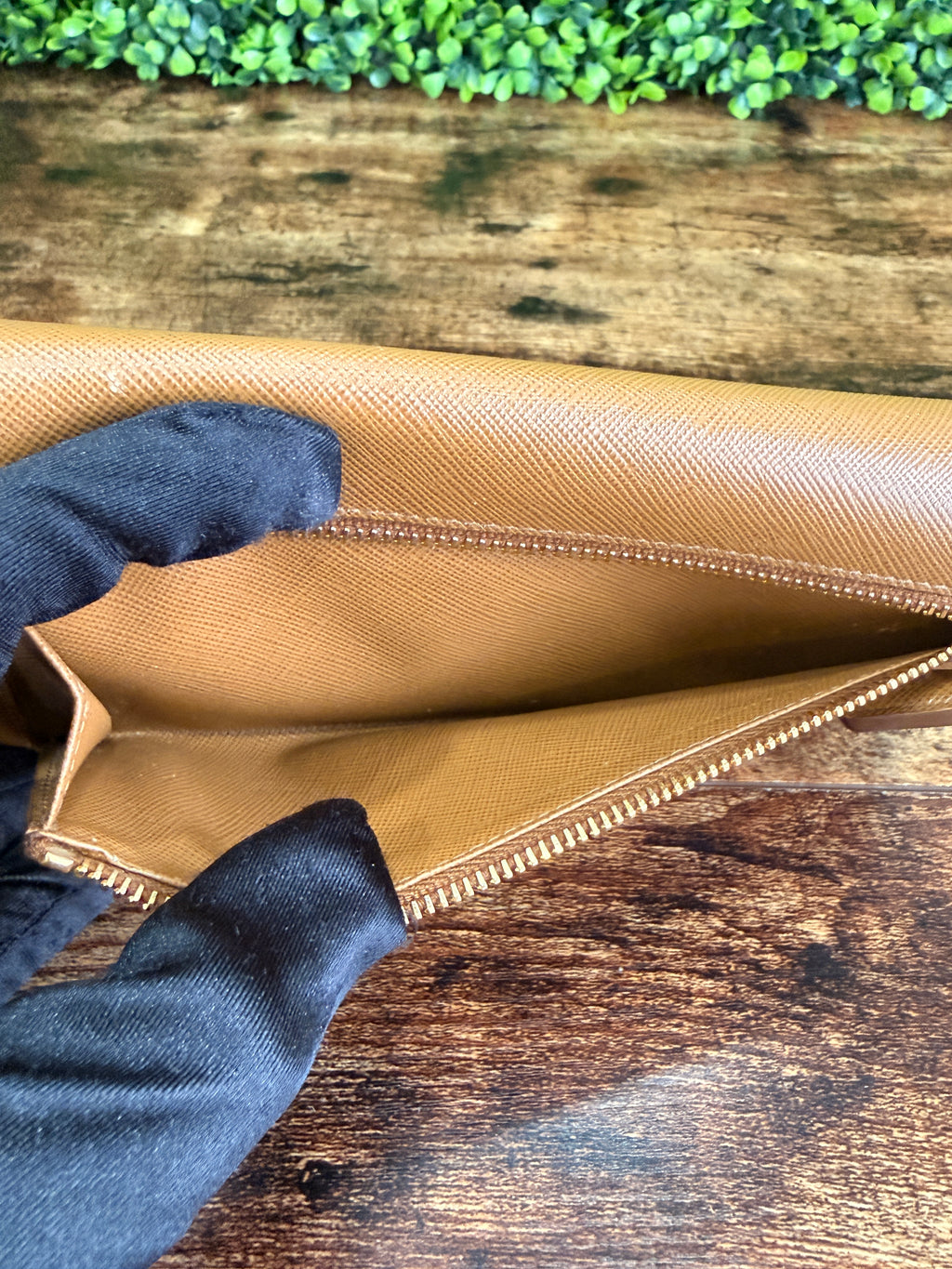 Prada Beige Saffiano Continental Flap Wallet