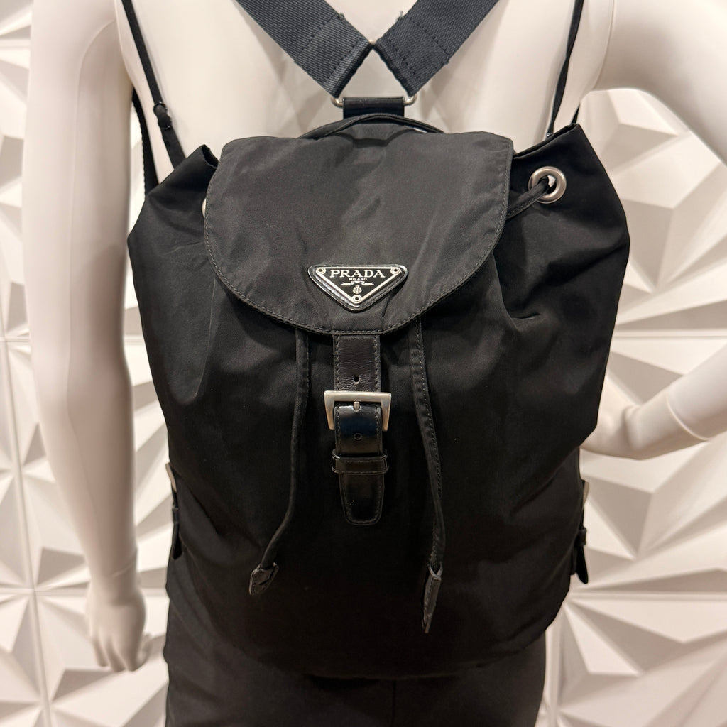 Prada Black Tessuto Drawstring Backpack