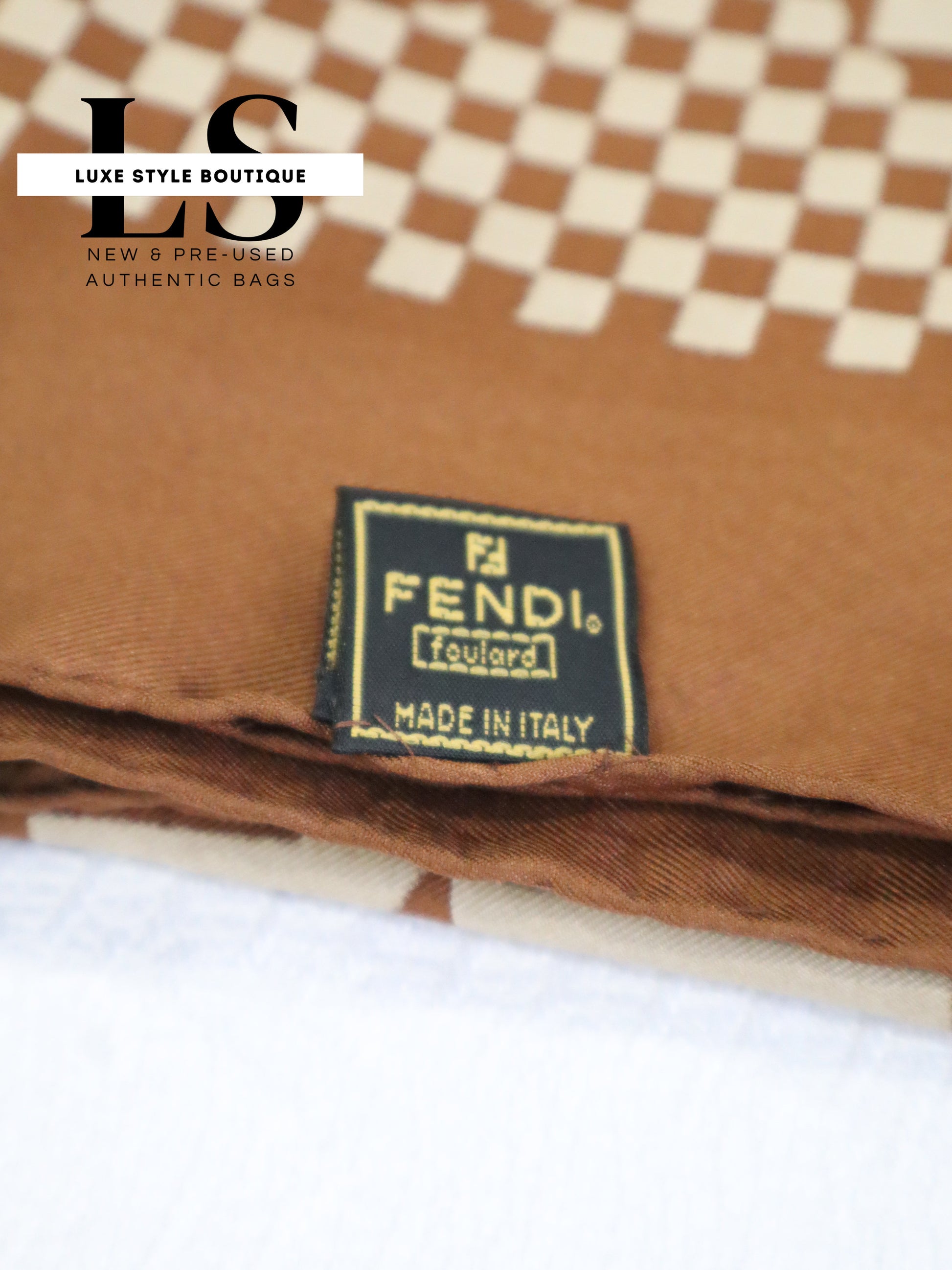Fendi FF Silk Brown/Beige Scarf