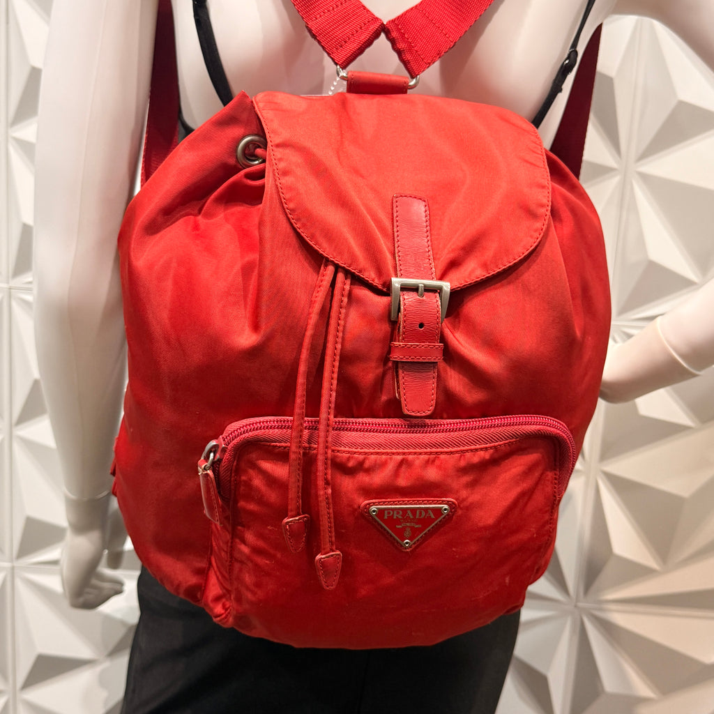 Prada Red Tessuto Drawstring Backpack