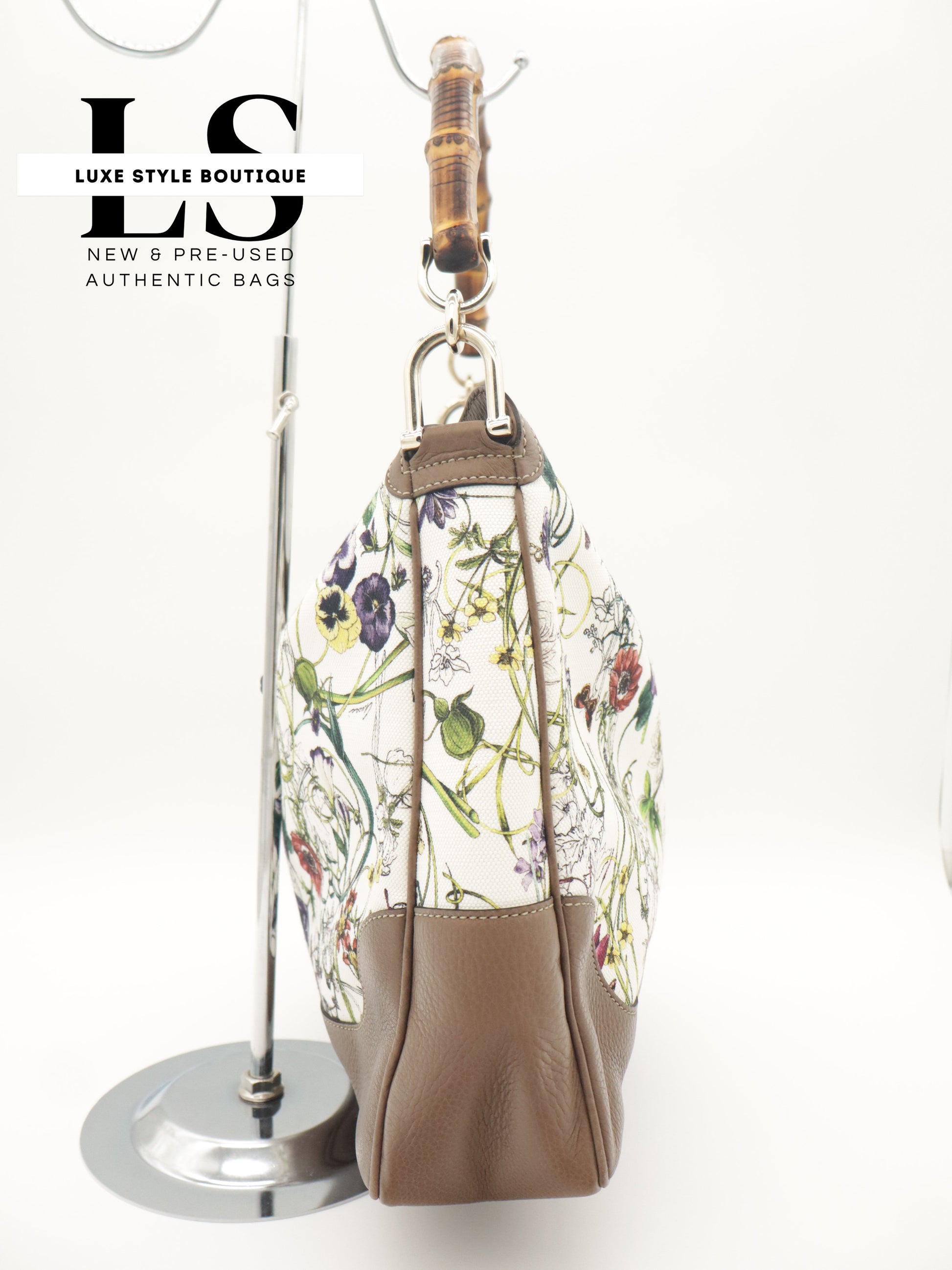 Gucci Flora Canvas Diana Bamboo Shoulder Bag