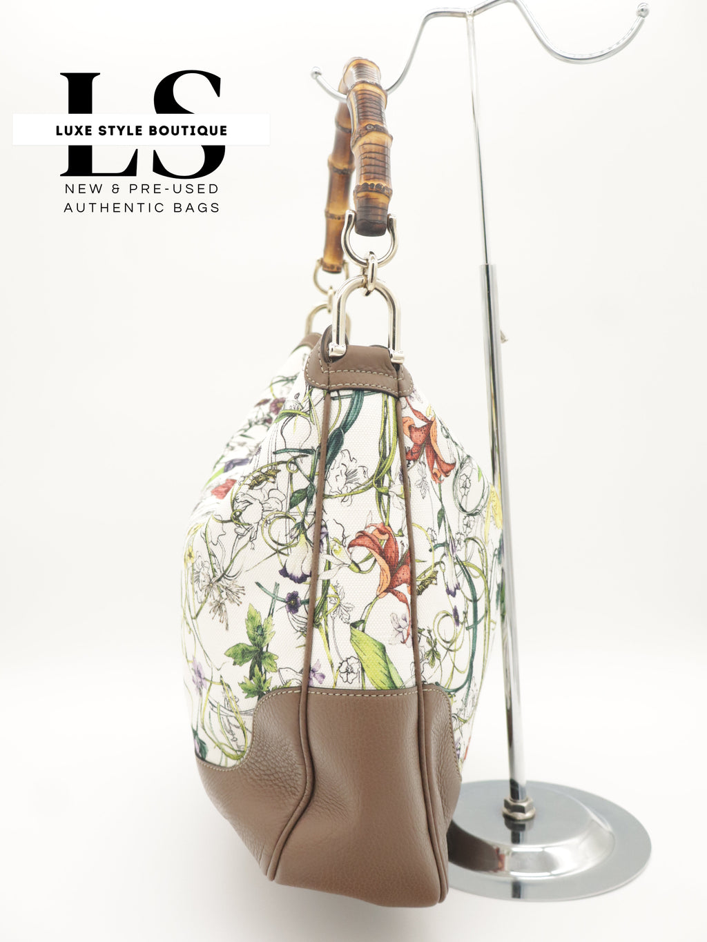 Gucci Flora Canvas Diana Bamboo Shoulder Bag