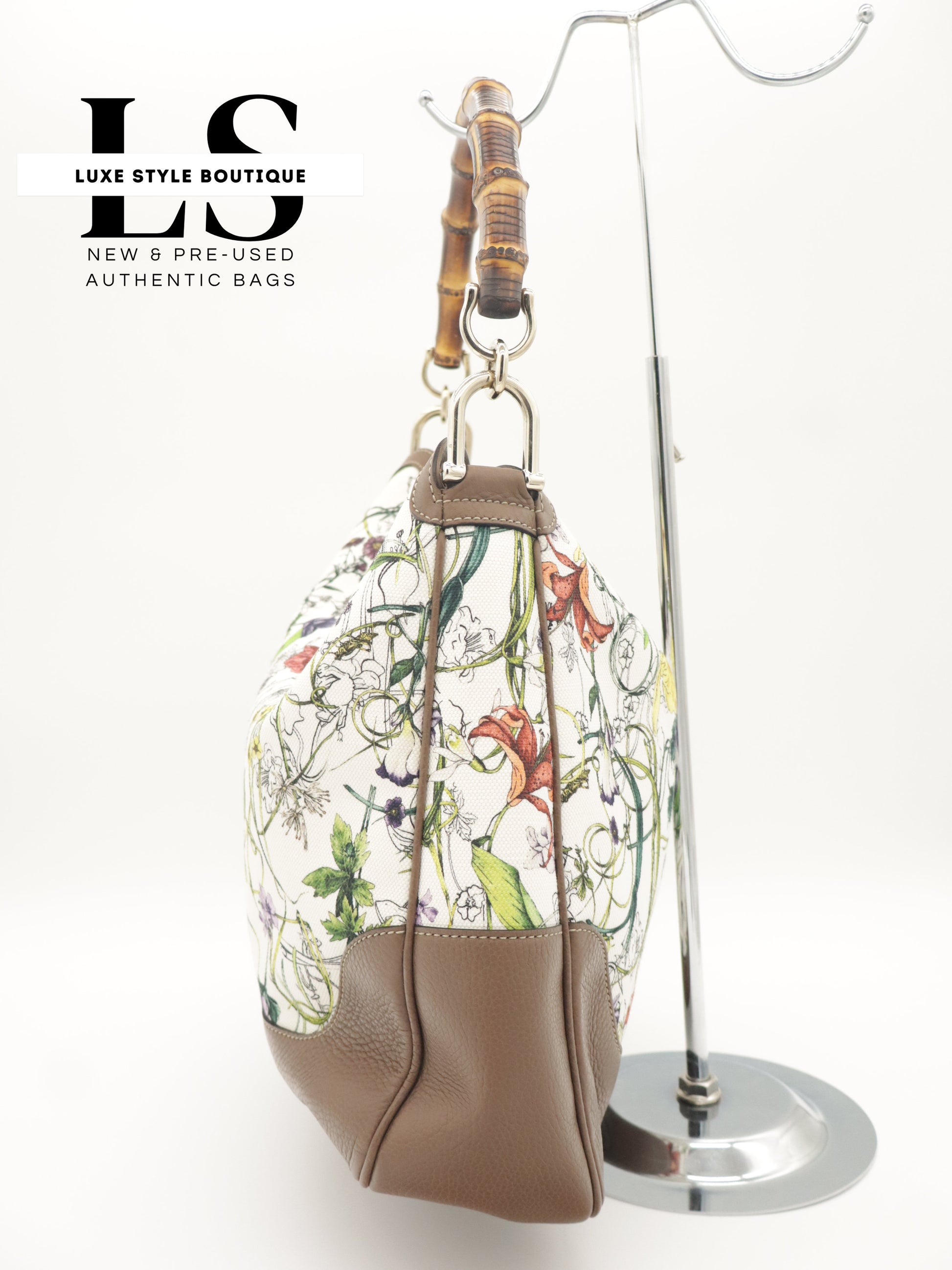 Gucci Flora Canvas Diana Bamboo Shoulder Bag
