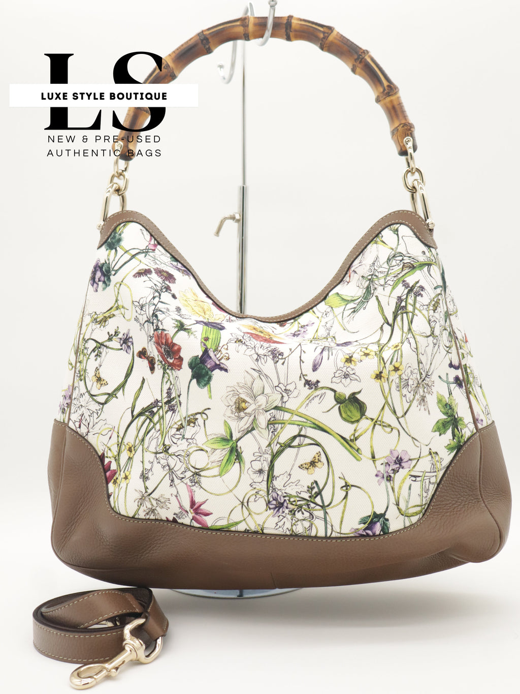 Gucci Flora Canvas Diana Bamboo Shoulder Bag